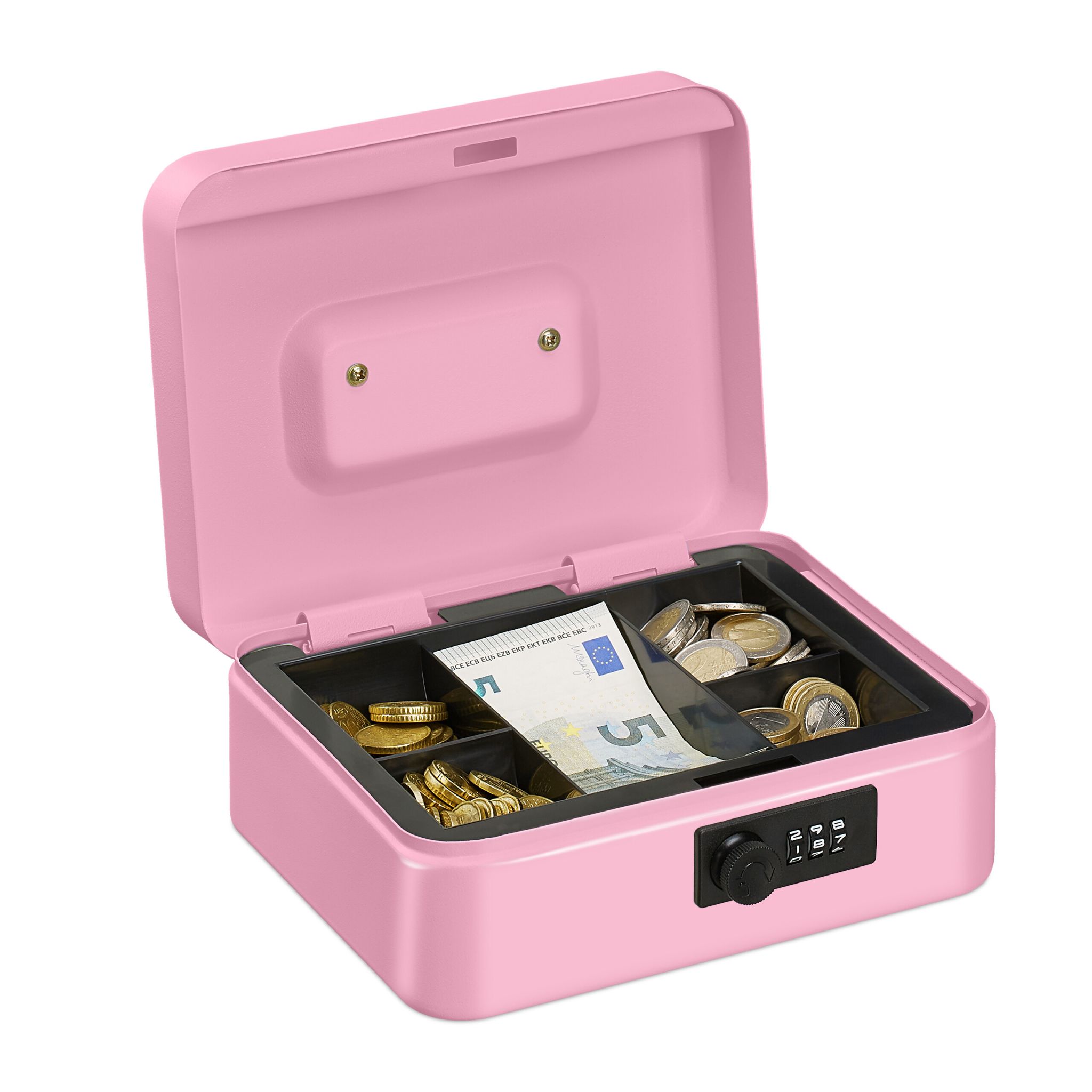 Geldkassette mit Zahlenkombination Rosa-Schwarz-Silber