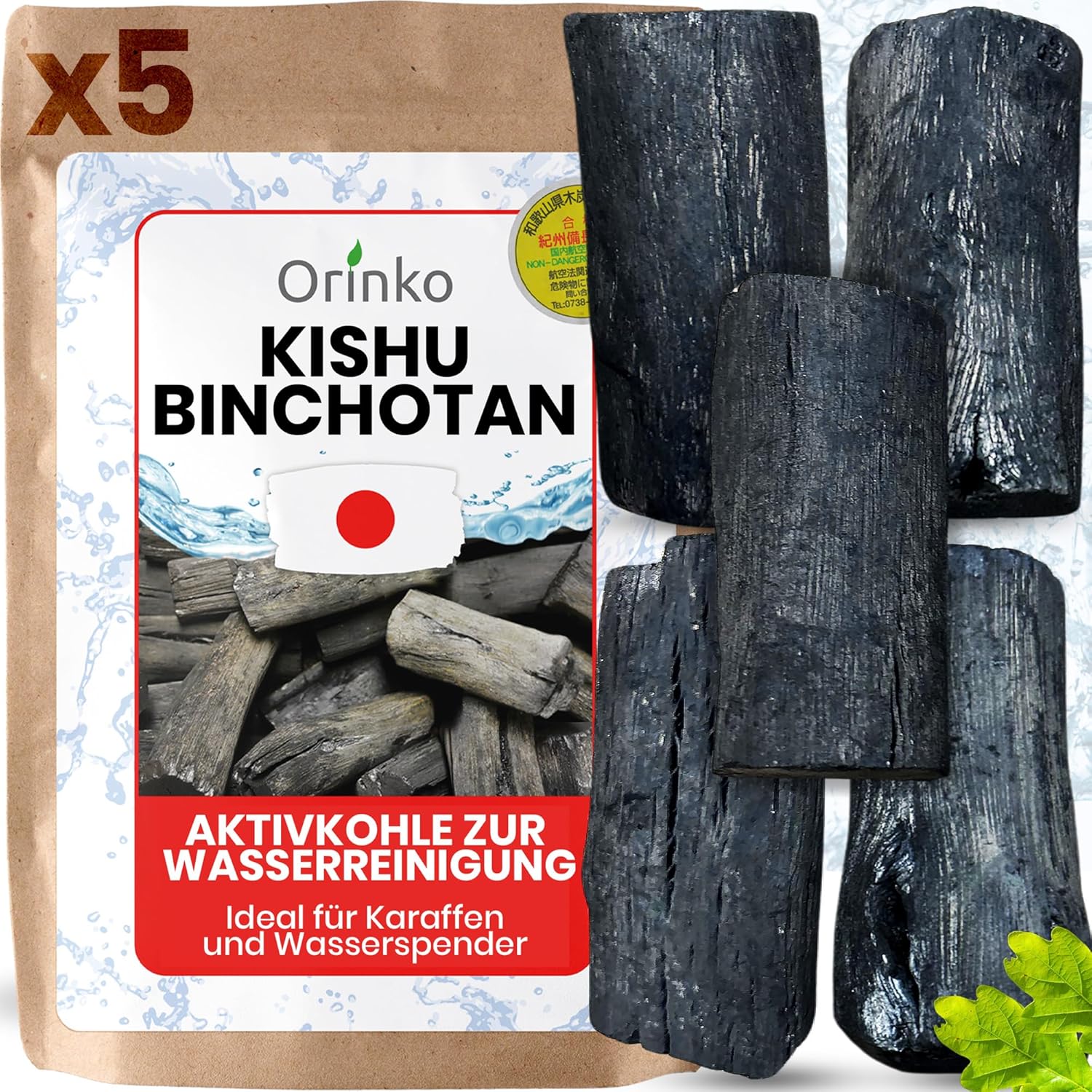 Binchotan Aktivkohle Wasserfilter Japan 5er-Pack