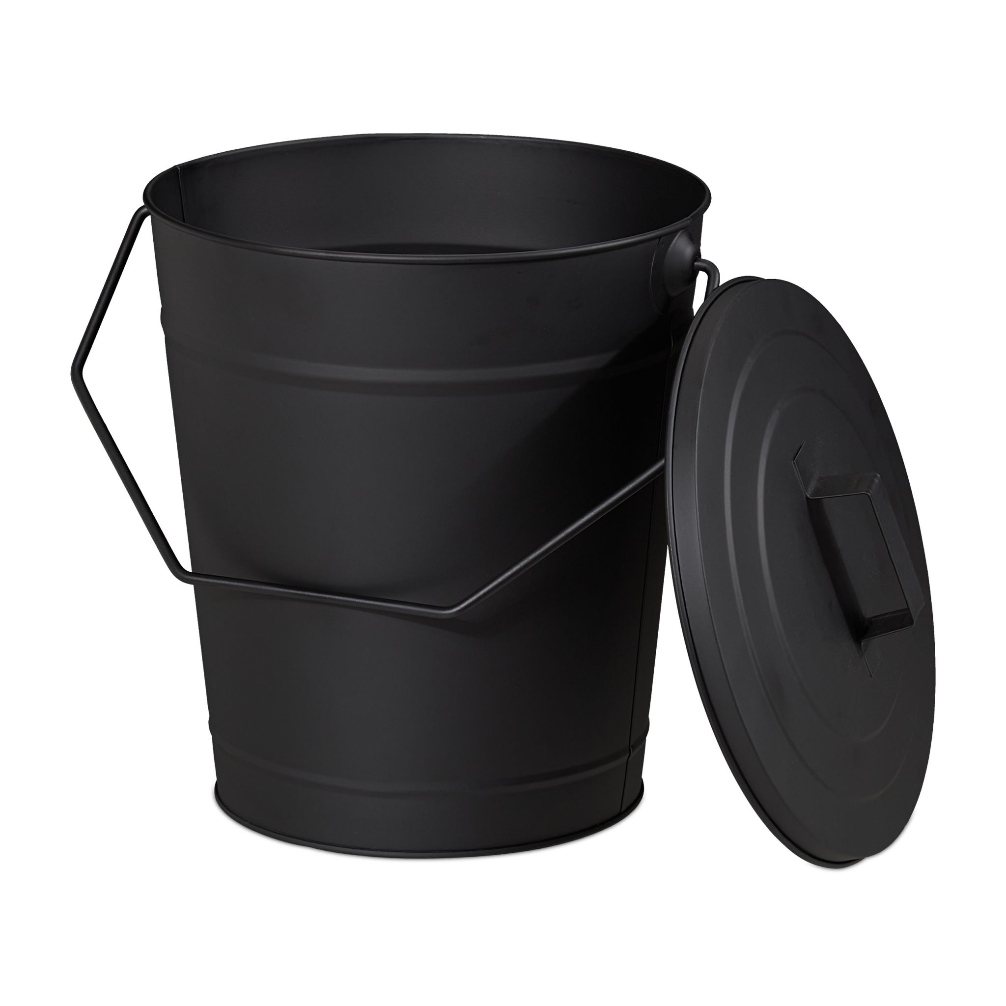 Ascheeimer mit Deckel Schwarz