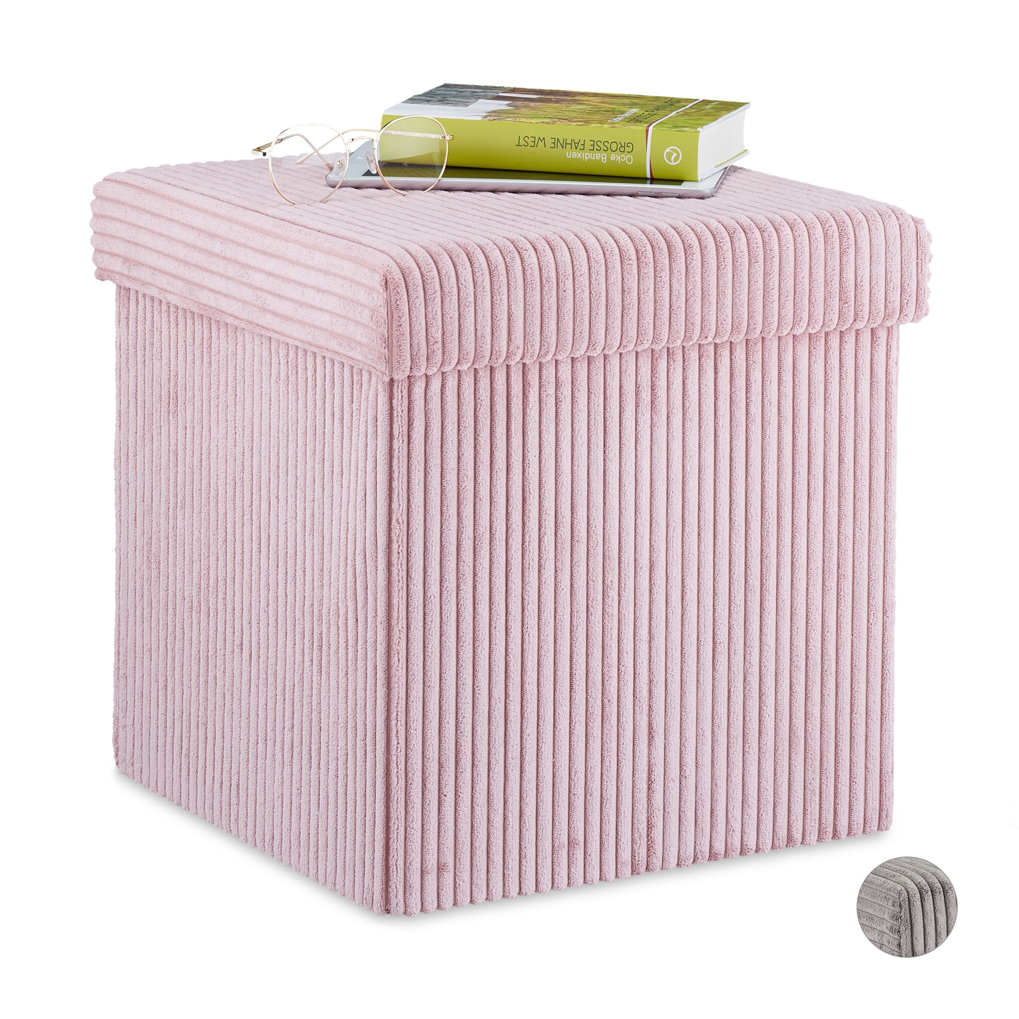 Sitzwürfel faltbar Samt Rosa