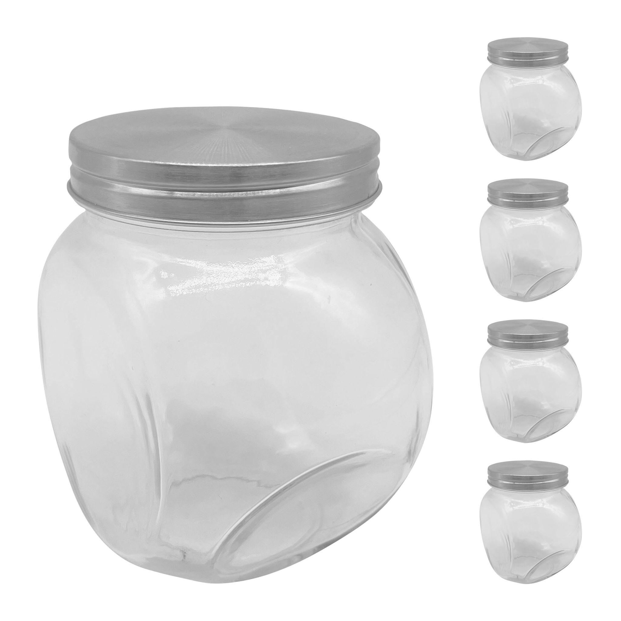 Bonbonglas 5er-Set 650ml Silber-Transparent
