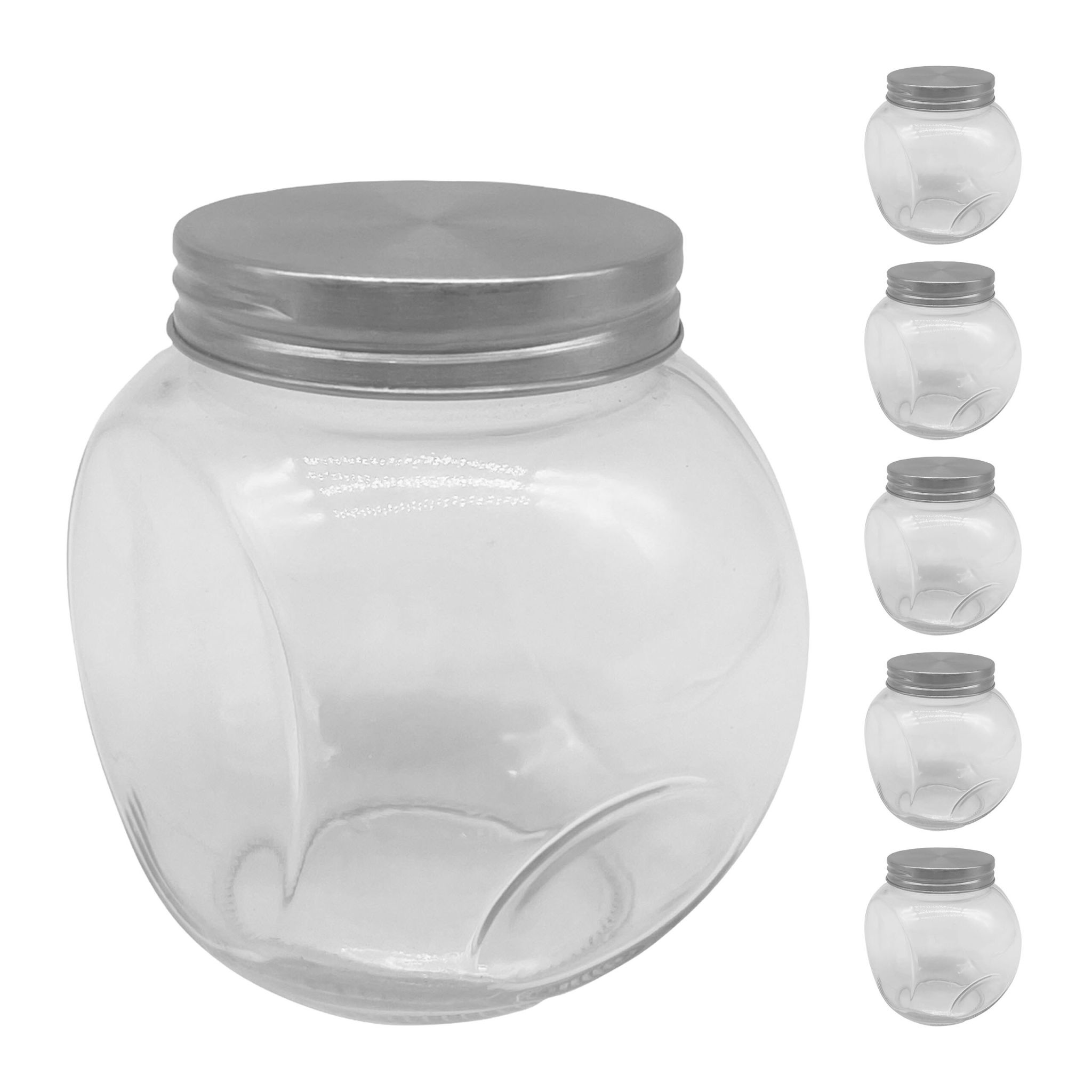 Bonbonglas 6er-Set 480ml Silber-Transparent