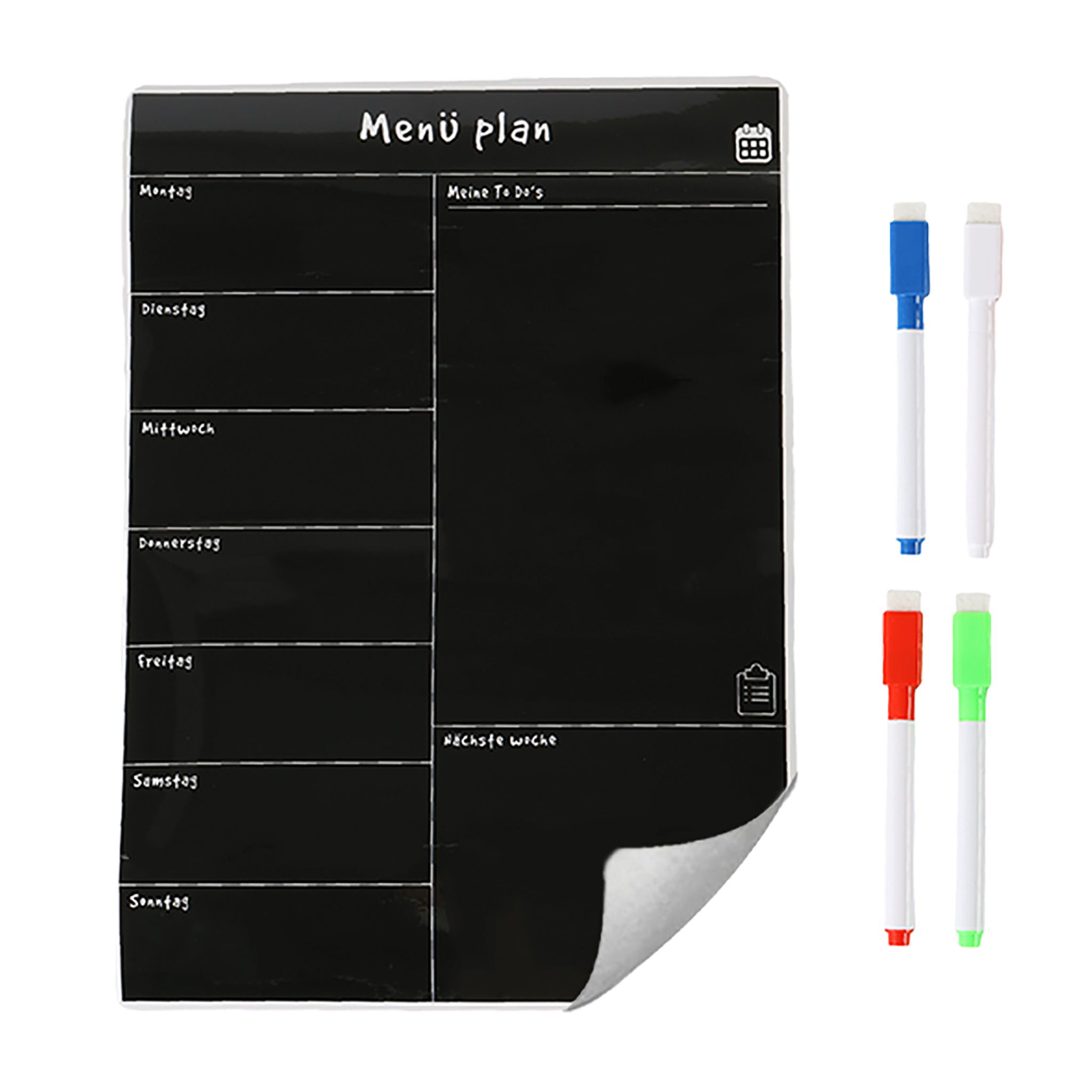 Speiseplan Wochenplaner magnetisch Weiss-Schwarz