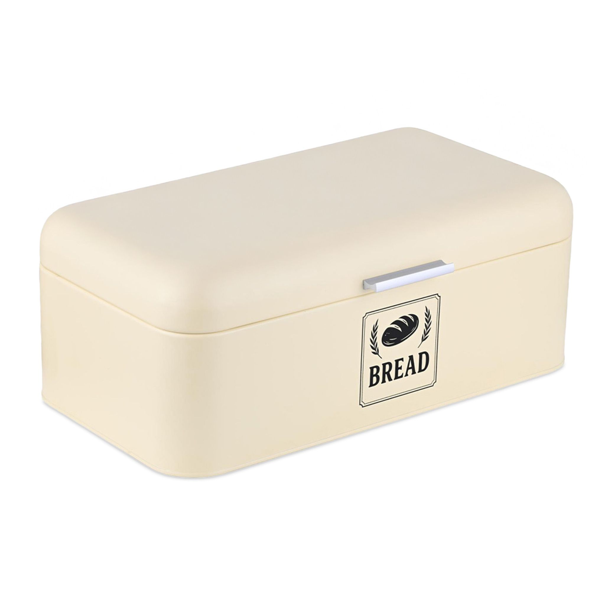 Retro Brotkasten mit Deckel & Griff Beige-Silber