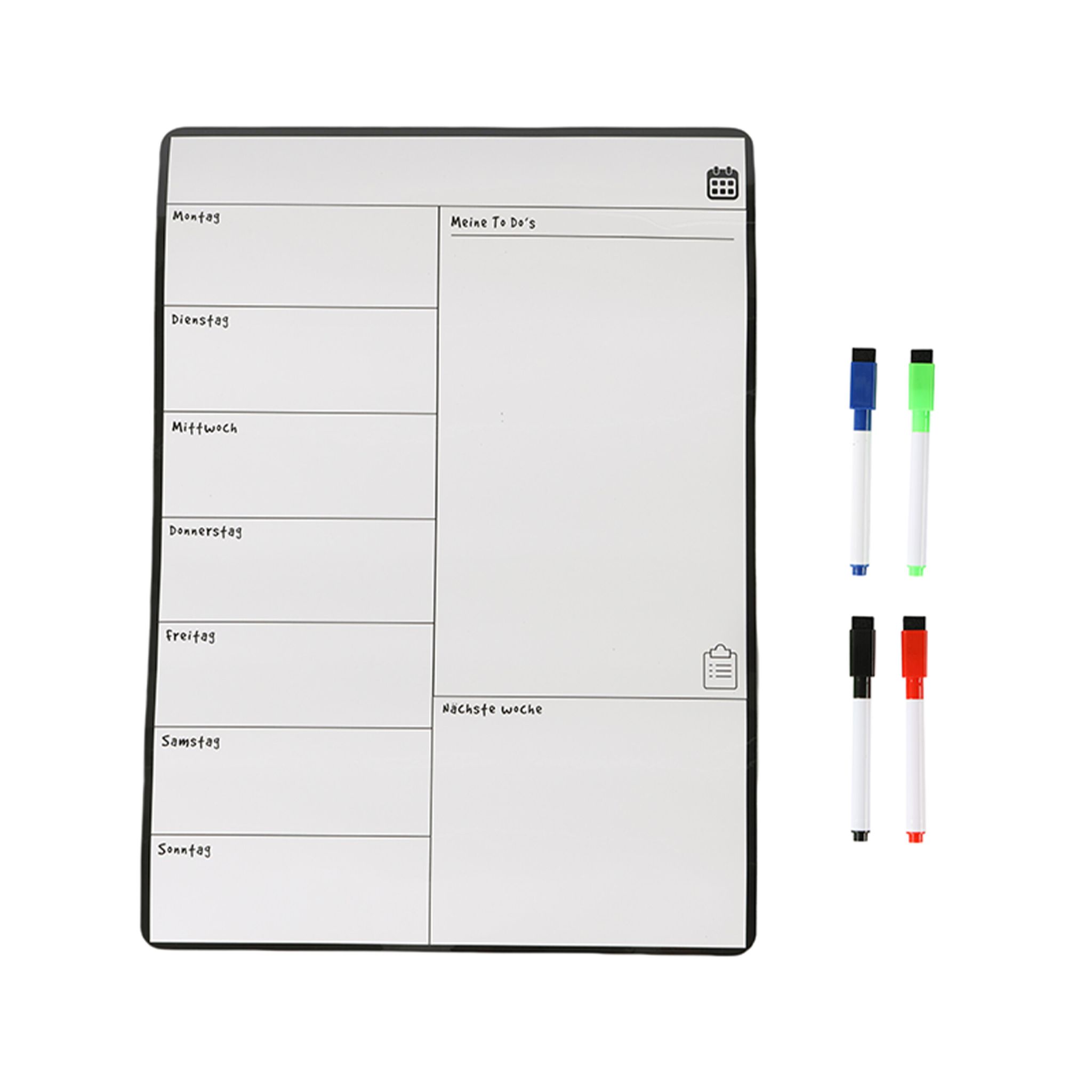 Speiseplan Wochenplaner magnetisch Weiss-Schwarz