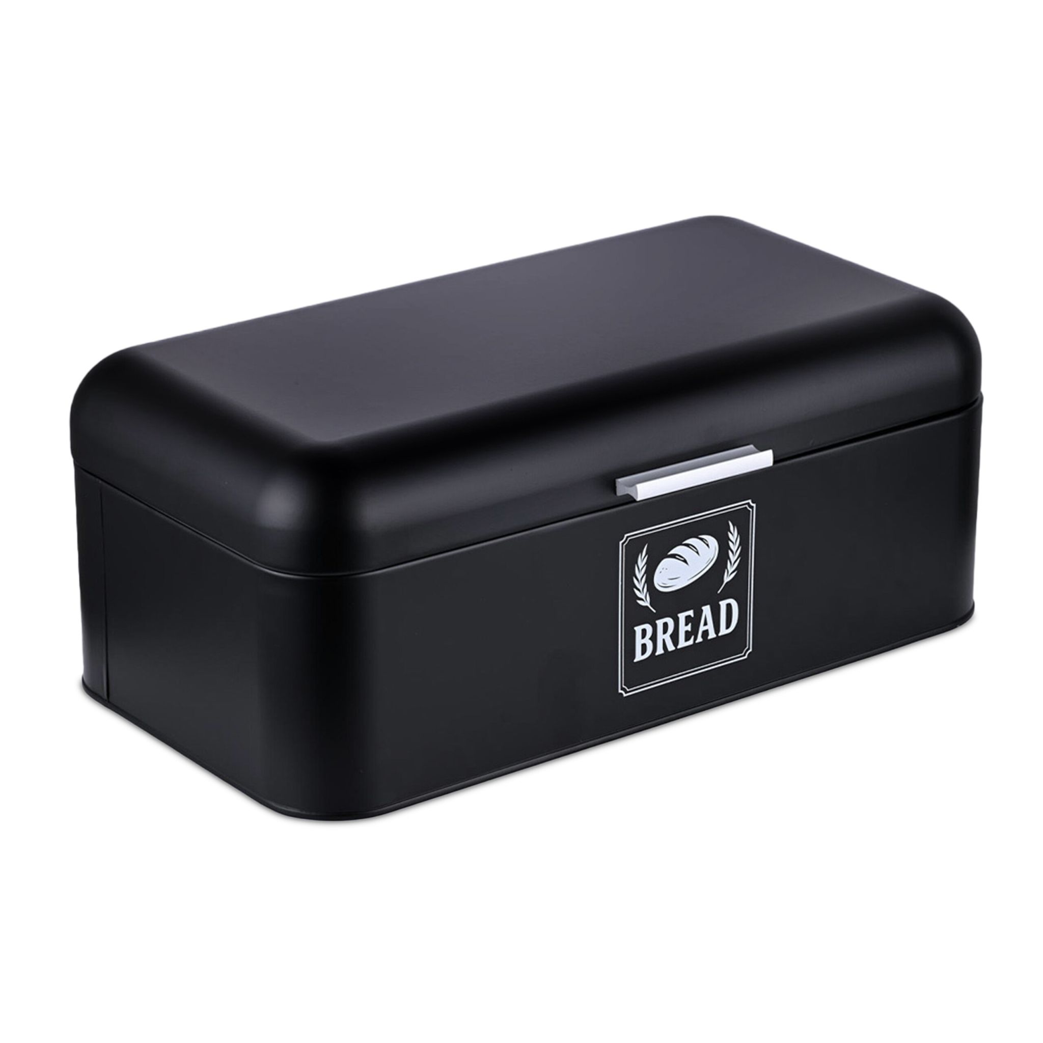 Retro Brotkasten mit Deckel & Griff Schwarz-Silber