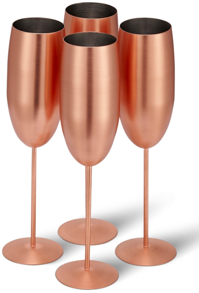 Edelstahl Sektgläser Flute Roségold Matt 4er-Set