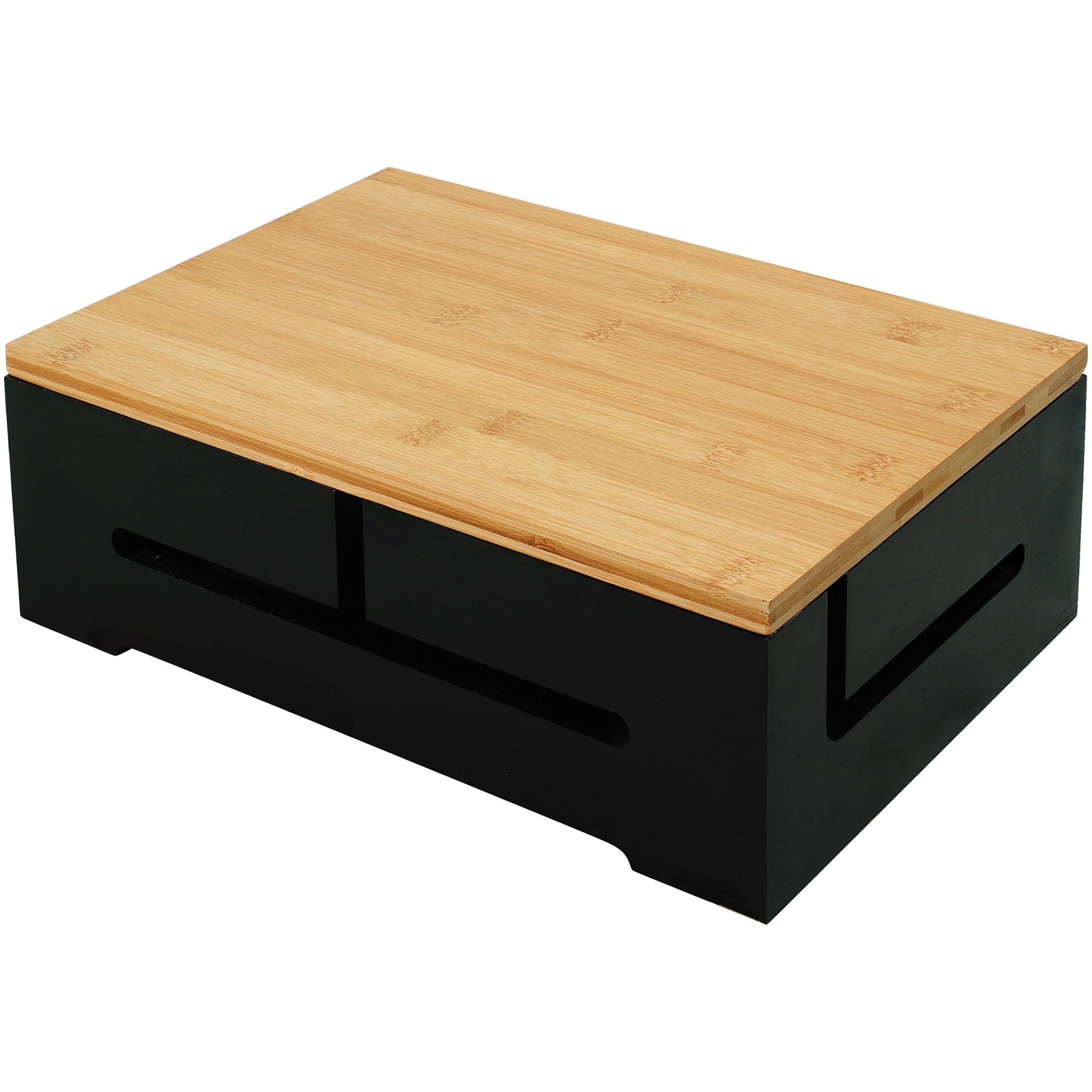 Kabelbox mit Magnetdeckel Bambus Hellbraun-Schwarz