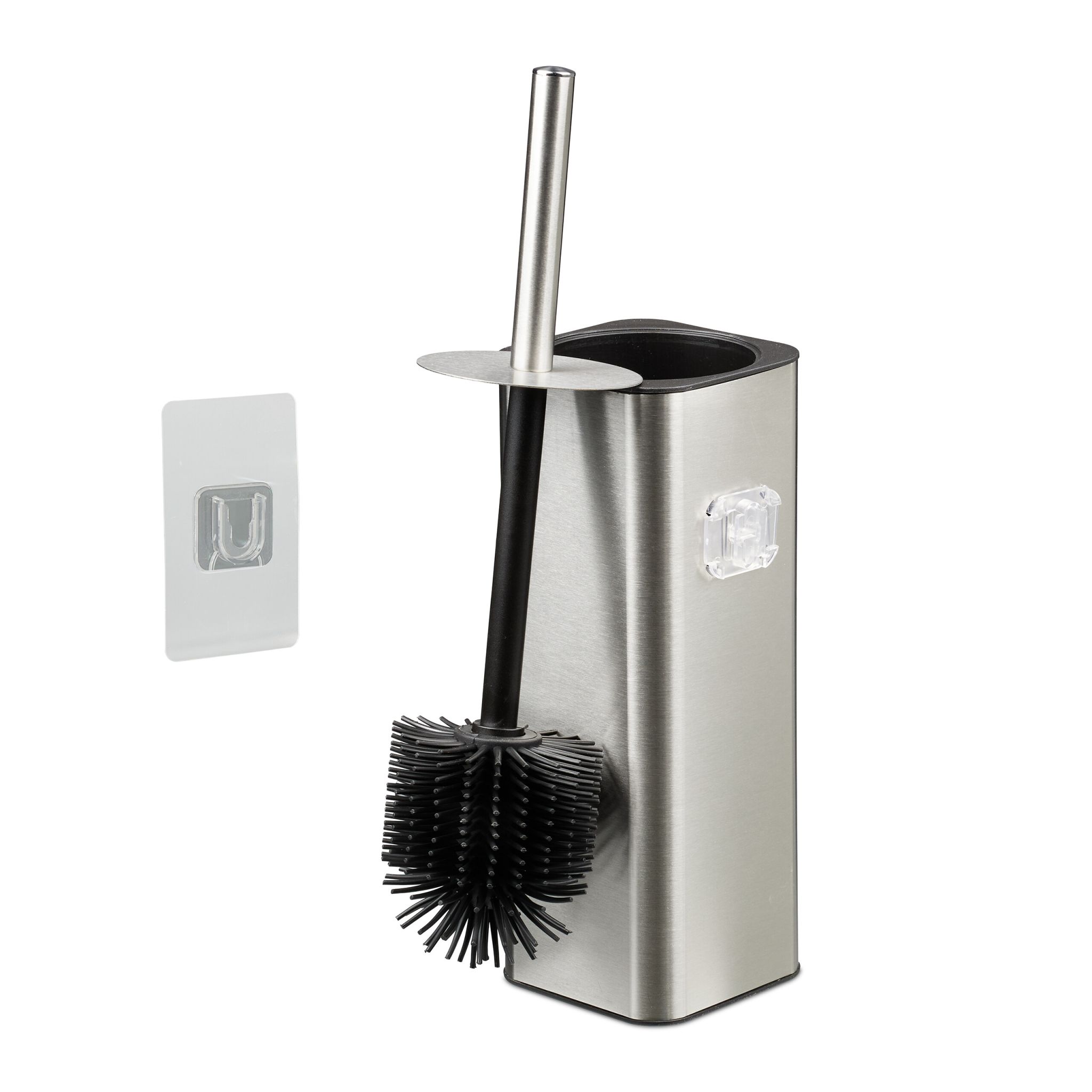 Toilettenbürste zur Wandmontage Schwarz-Silber