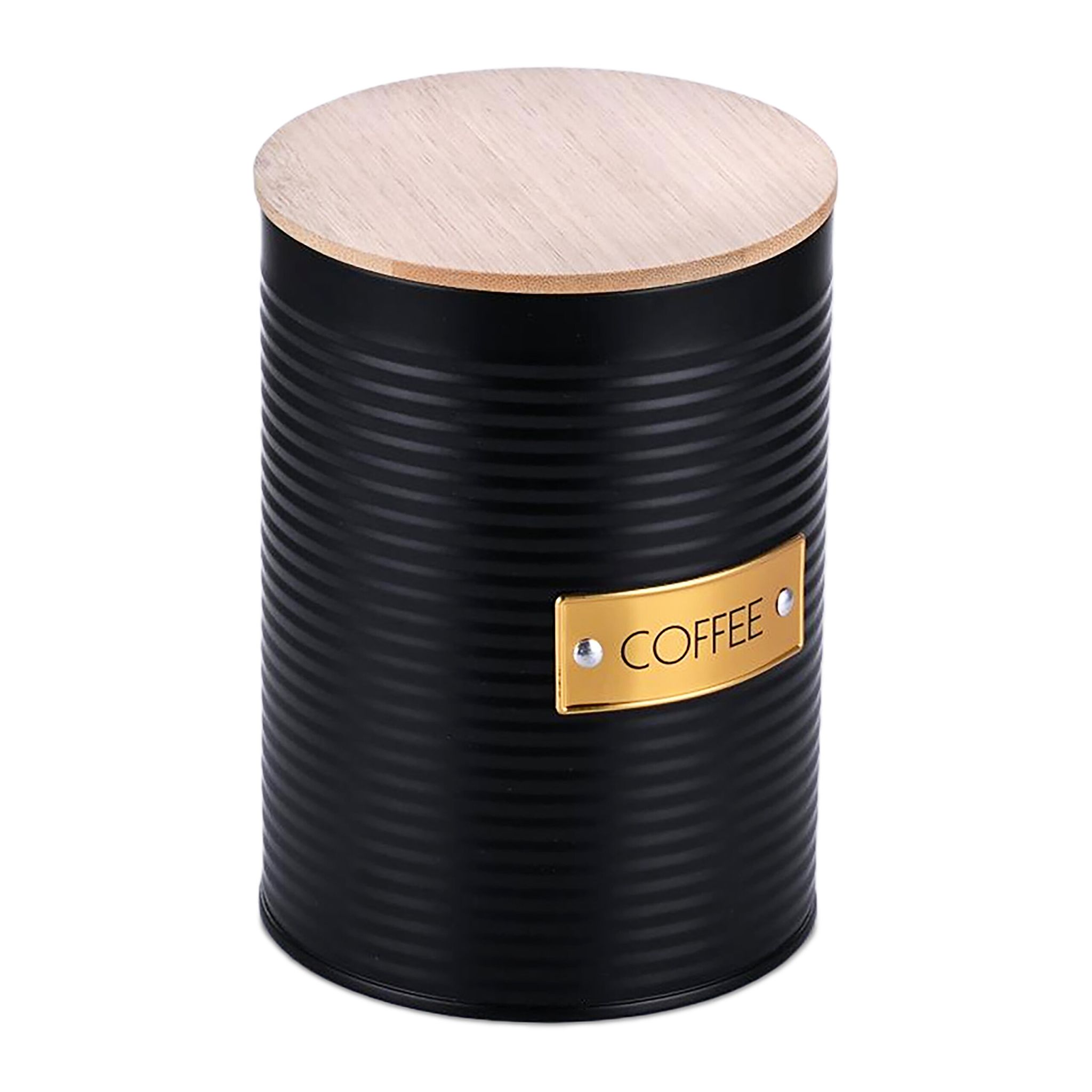 Kaffeedose mit Bambusdeckel Gold-Hellbraun-Schwarz