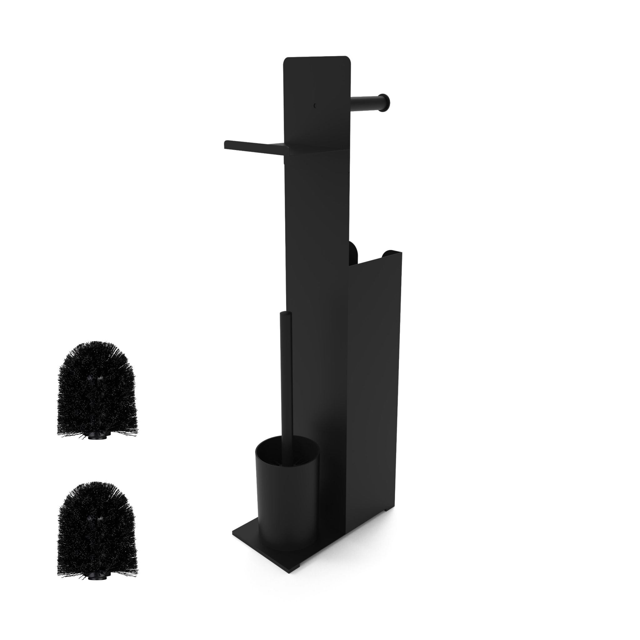 WC Garnitur mit Ersatzrollenhalter Schwarz