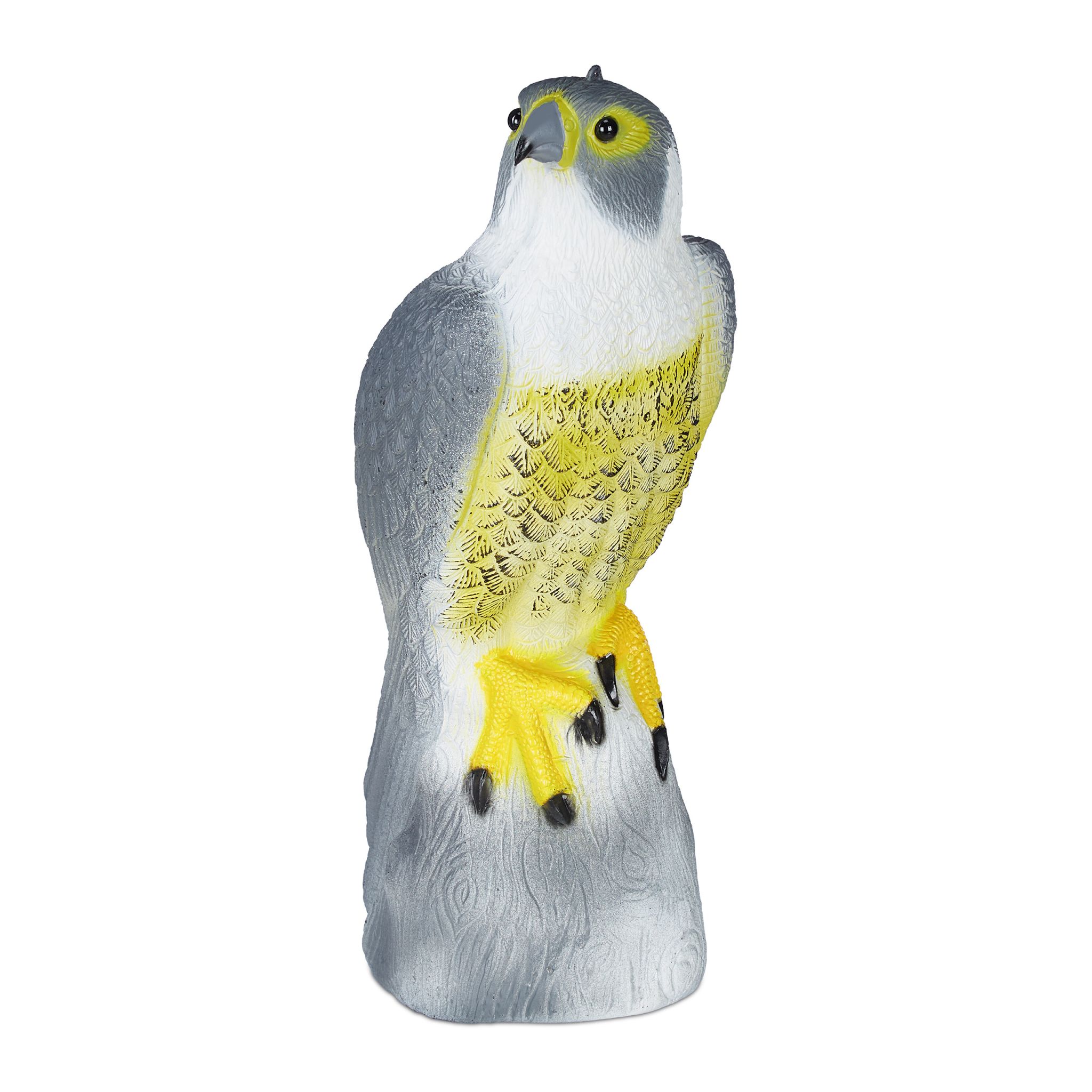 Vogelschreck Falke sitzend Weiss-Gelb-Grau