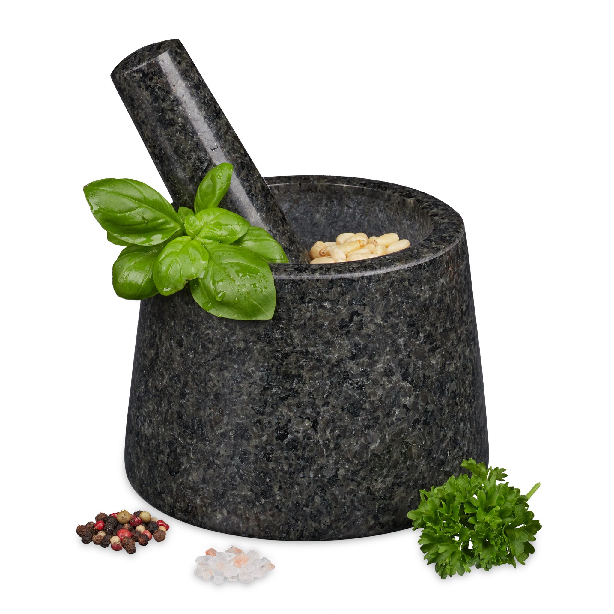 Granitmörser mit Stössel für Pesto Anthrazit