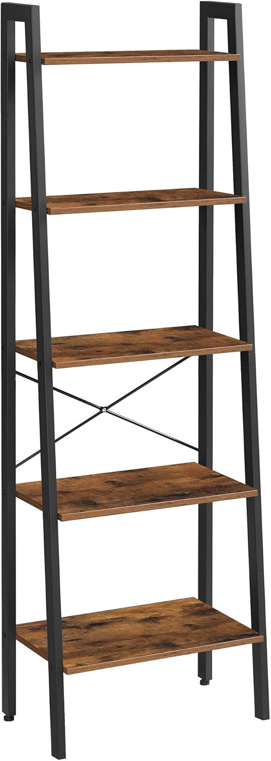 Standregal mit 5 Ablagen Vintagebraun-Schwarz