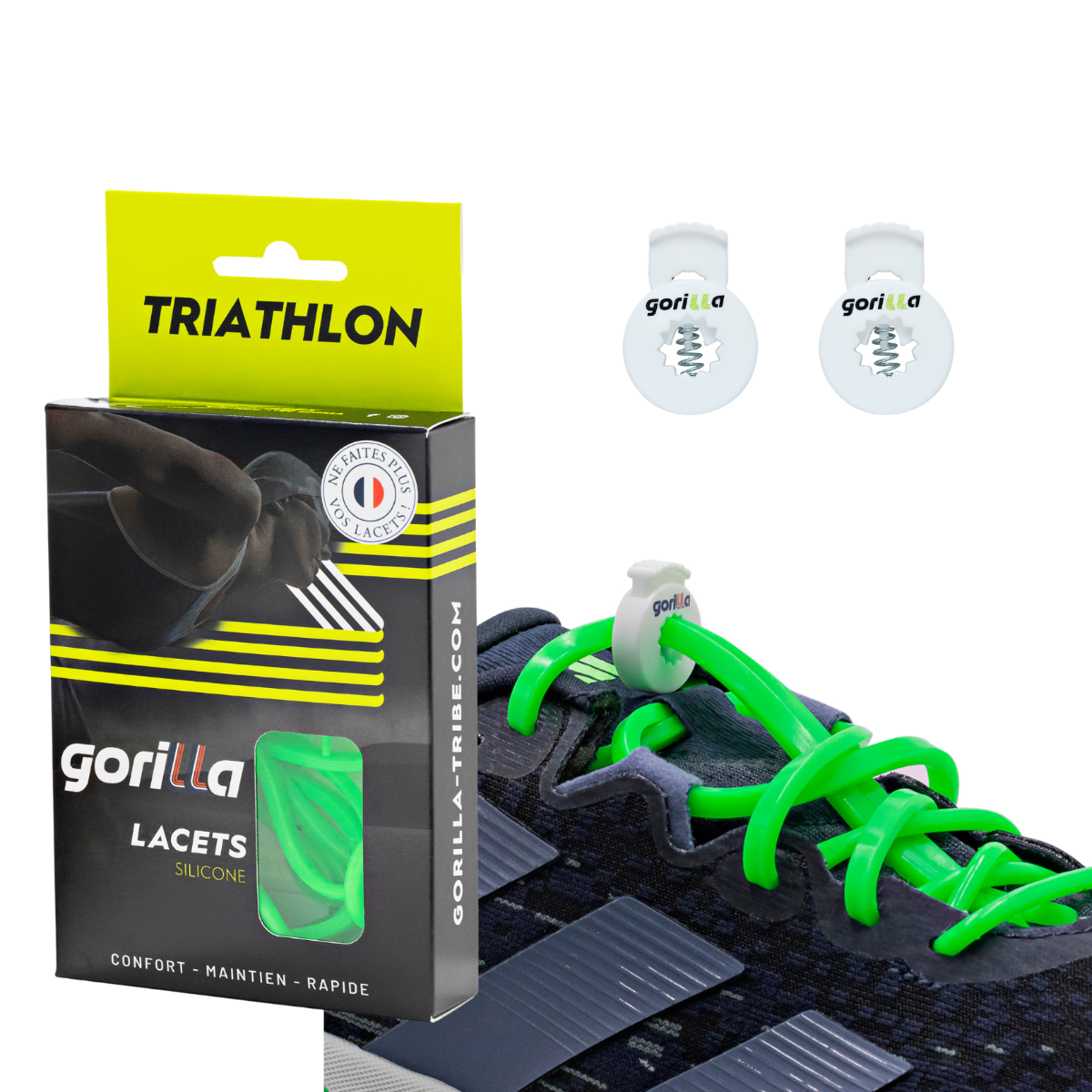 Elastische Schnürsenkel Flexibel Ohne Binden Silikon Triathlon Neongrün