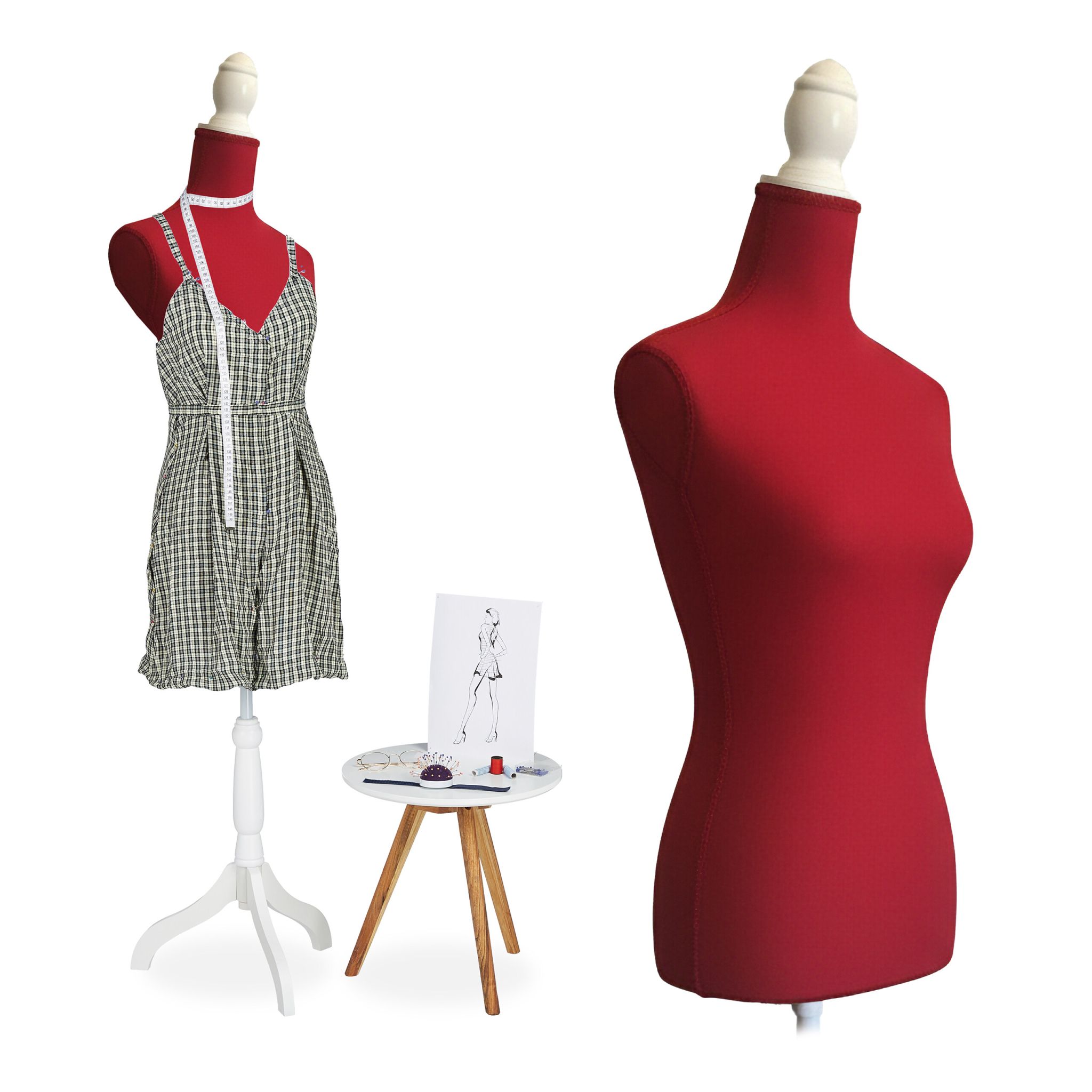 Weibliche Schneiderpuppe 36/38 Weiss-Rot