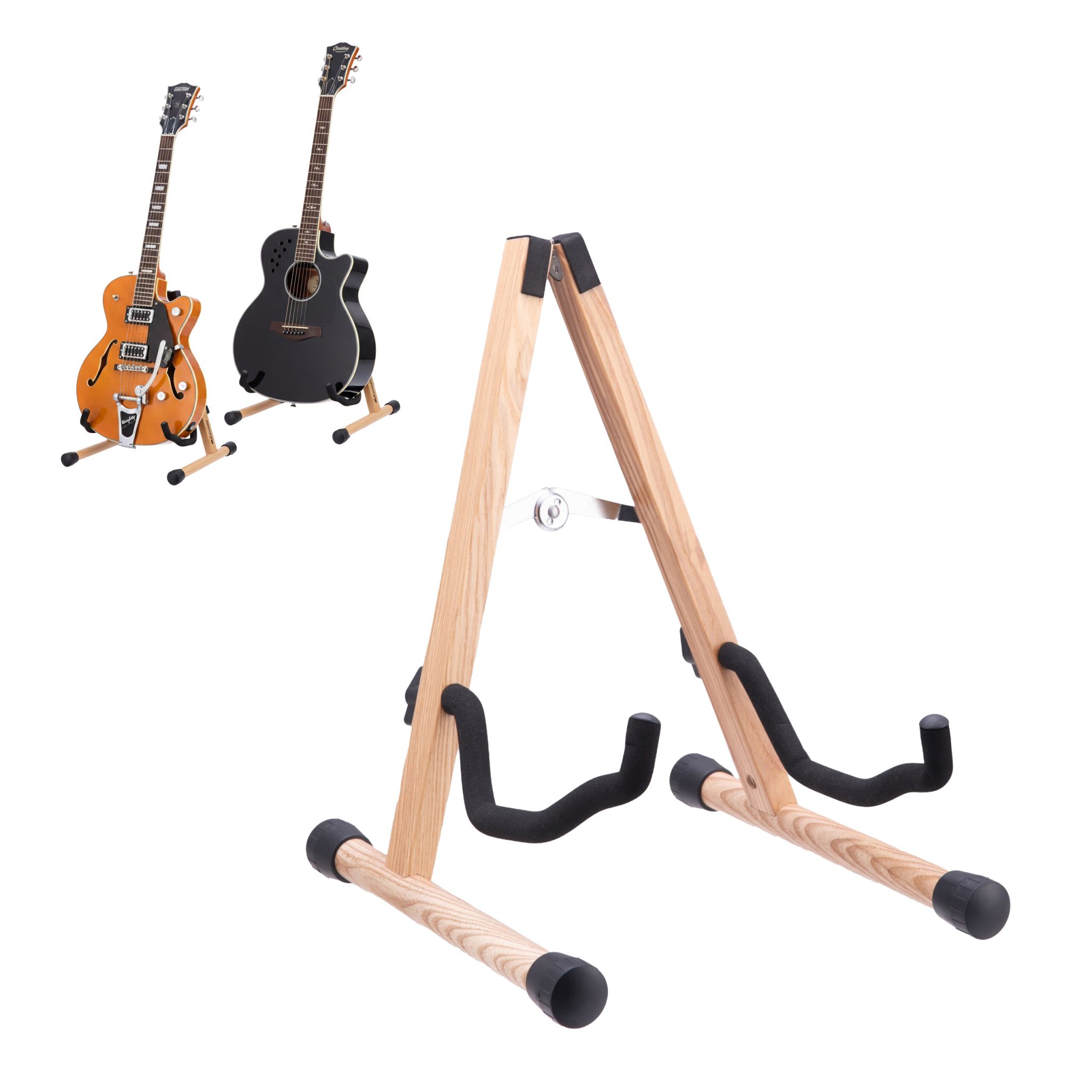 Faltbarer Gitarrenständer Hellbraun-Schwarz