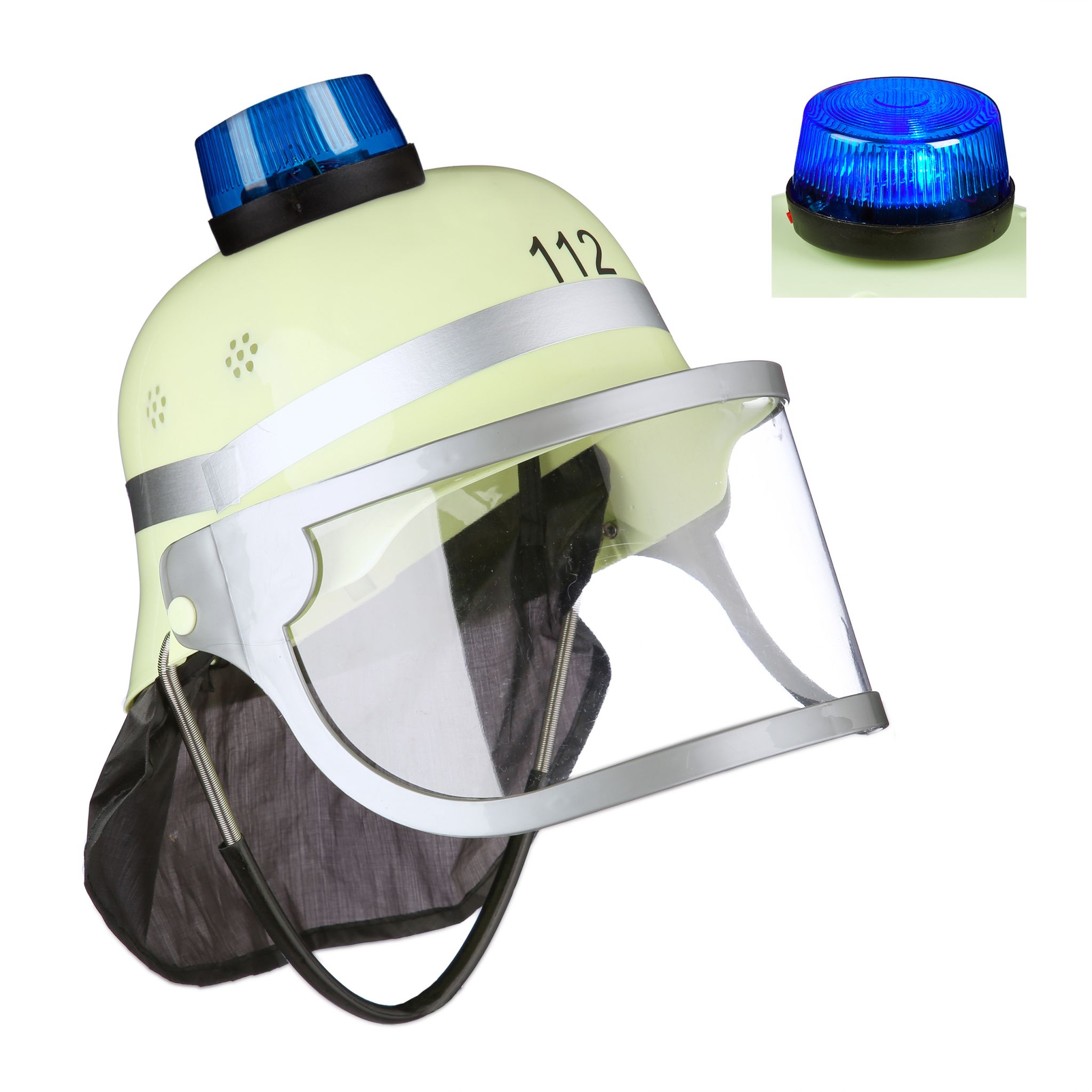 Feuerwehrhelm Kinder mit Blaulicht Blau-Gelb-Schwarz