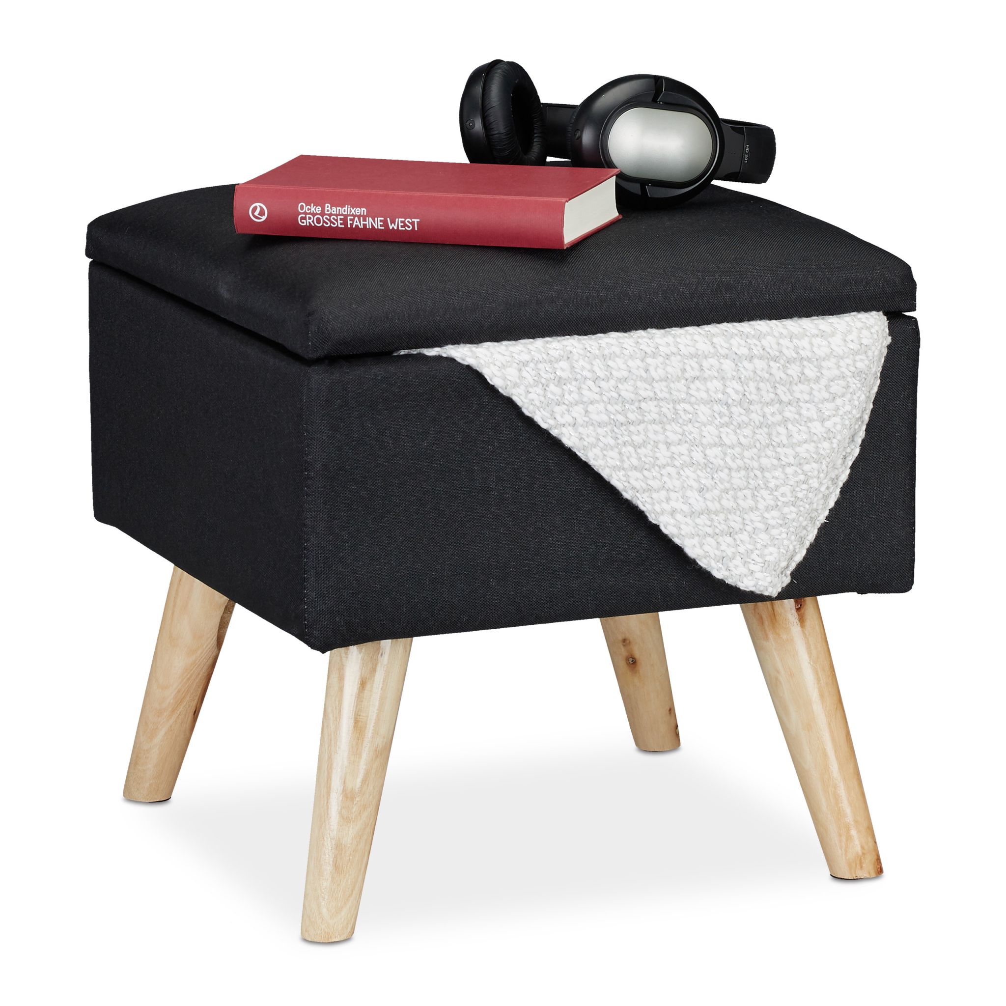 Hocker mit Stauraum Hellbraun-Schwarz