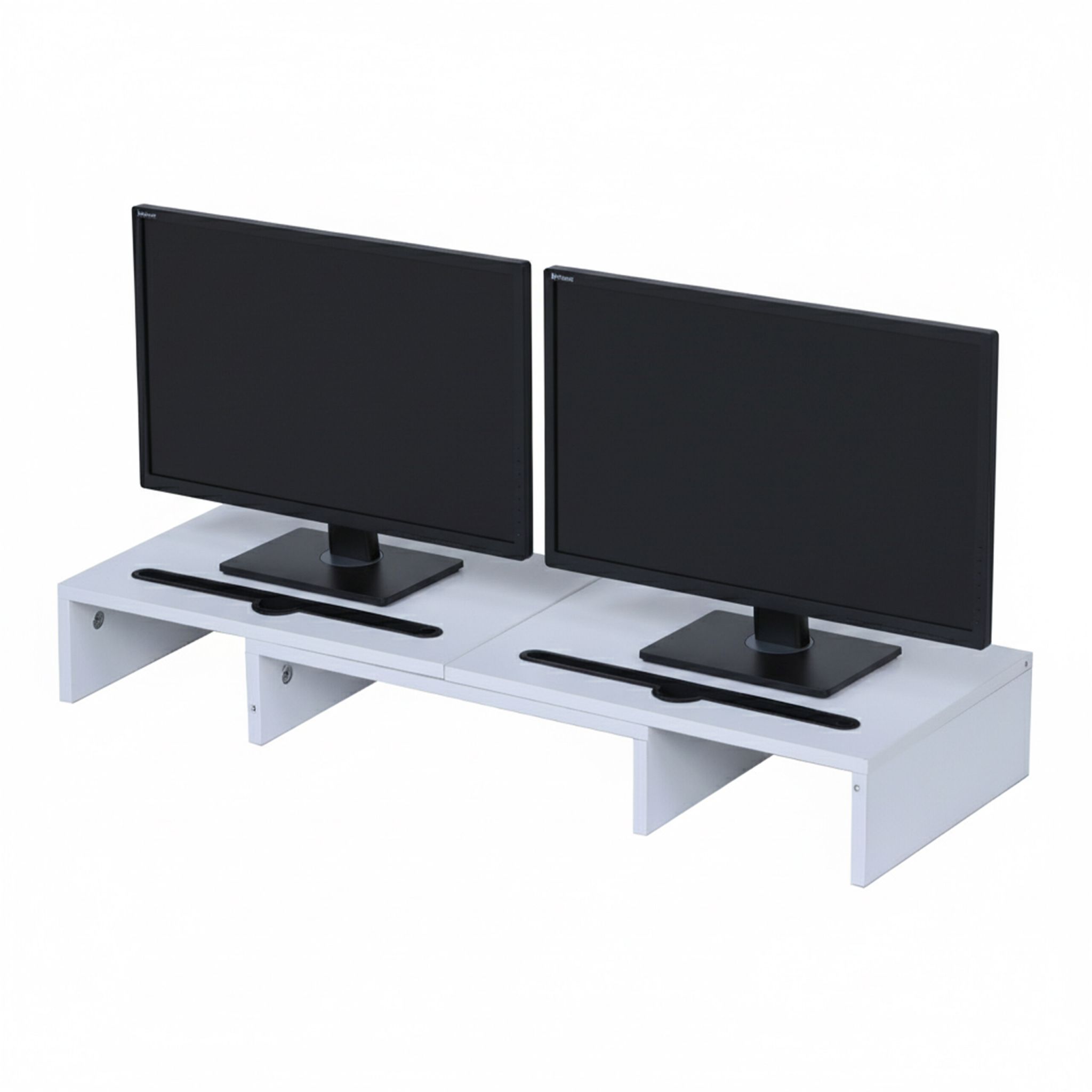 Monitorständer für 2 Monitore Weiss Weiss-Schwarz