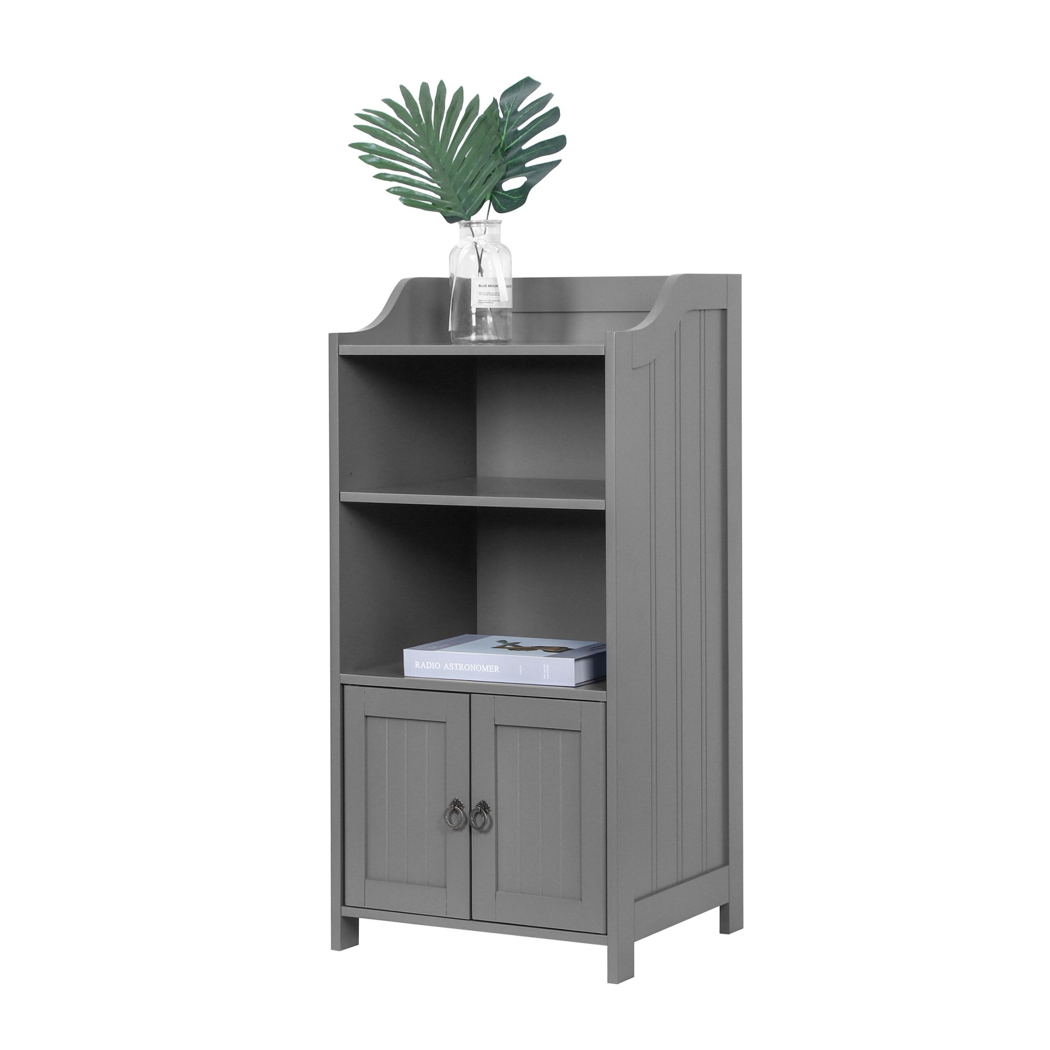 Badezimmerschrank 4 Fächer & Türfach Grau