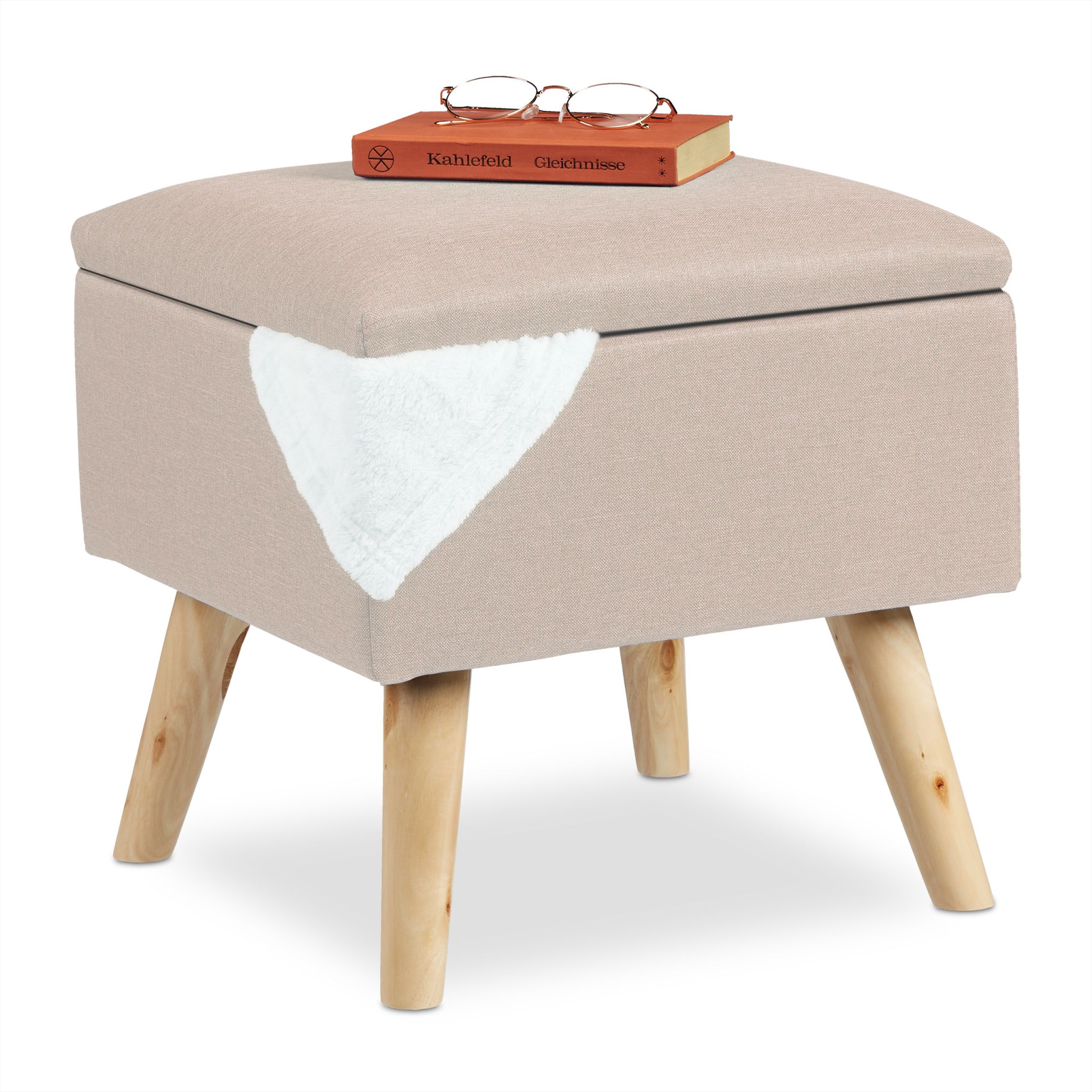 Hocker mit Stauraum Beige-Hellbraun
