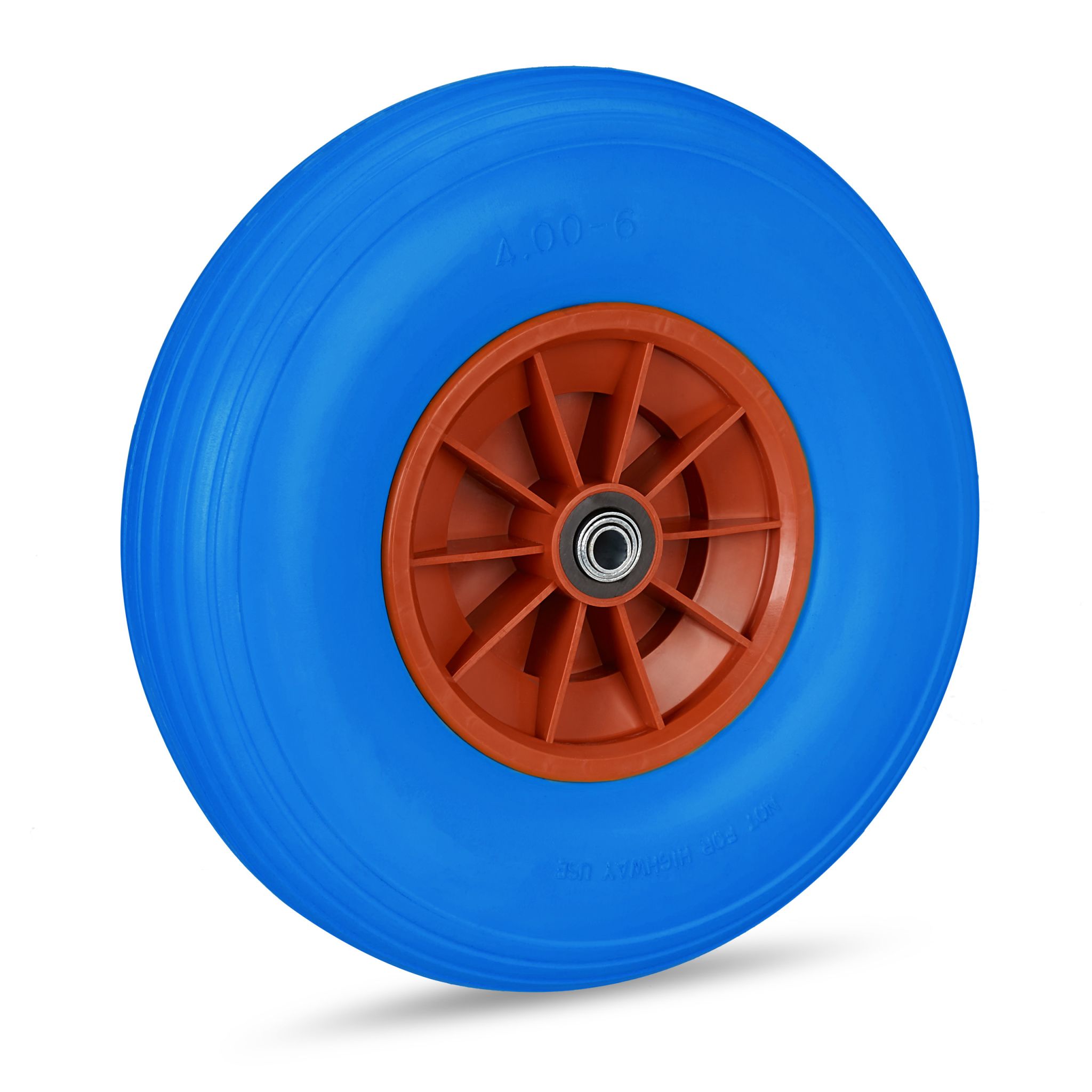 Schubkarrenrad Vollgummi 4.00-6 Blau-Rot