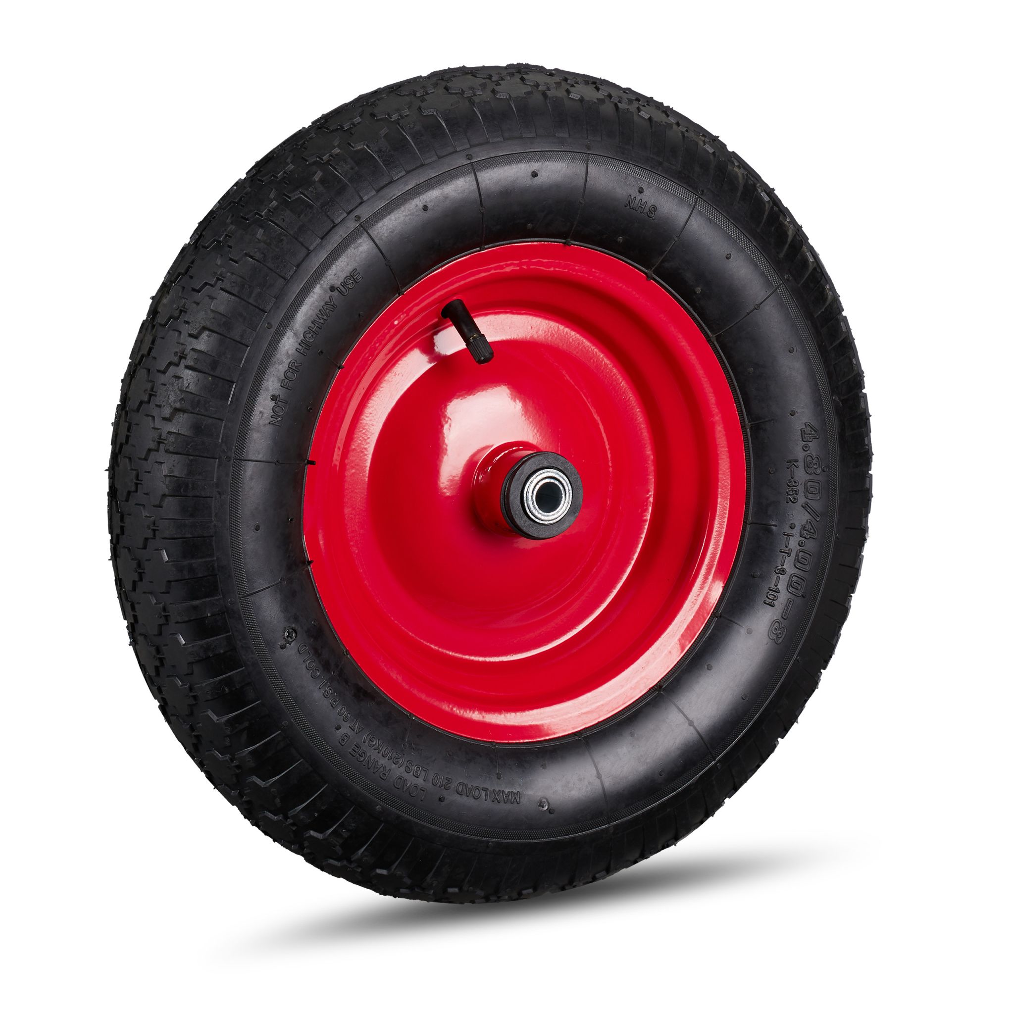 Schubkarrenrad 4.80 4.00-8 mit Adaptern Rot-Schwarz