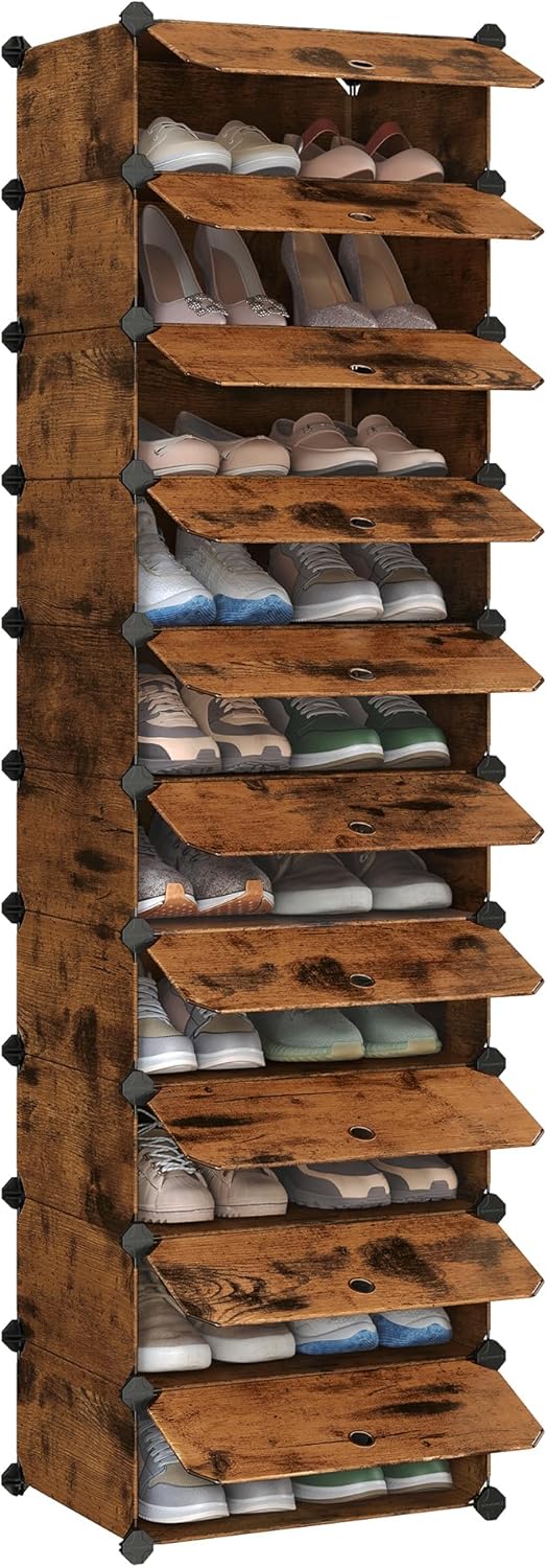 Schuhregal 10 Ebenen vintagebraun Kunststoff