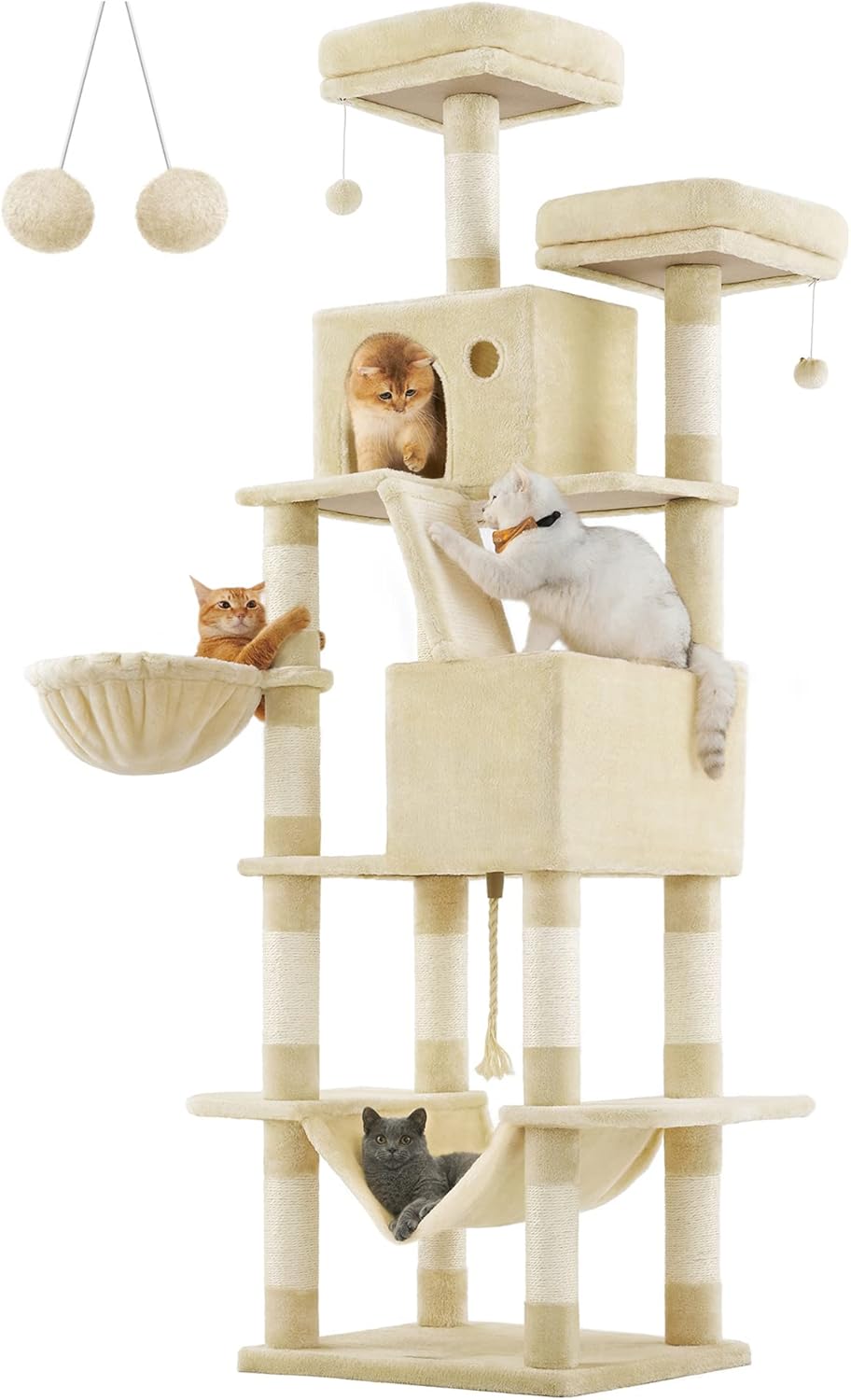 Kratzbaum XXL 206cm 13 Säulen Beige