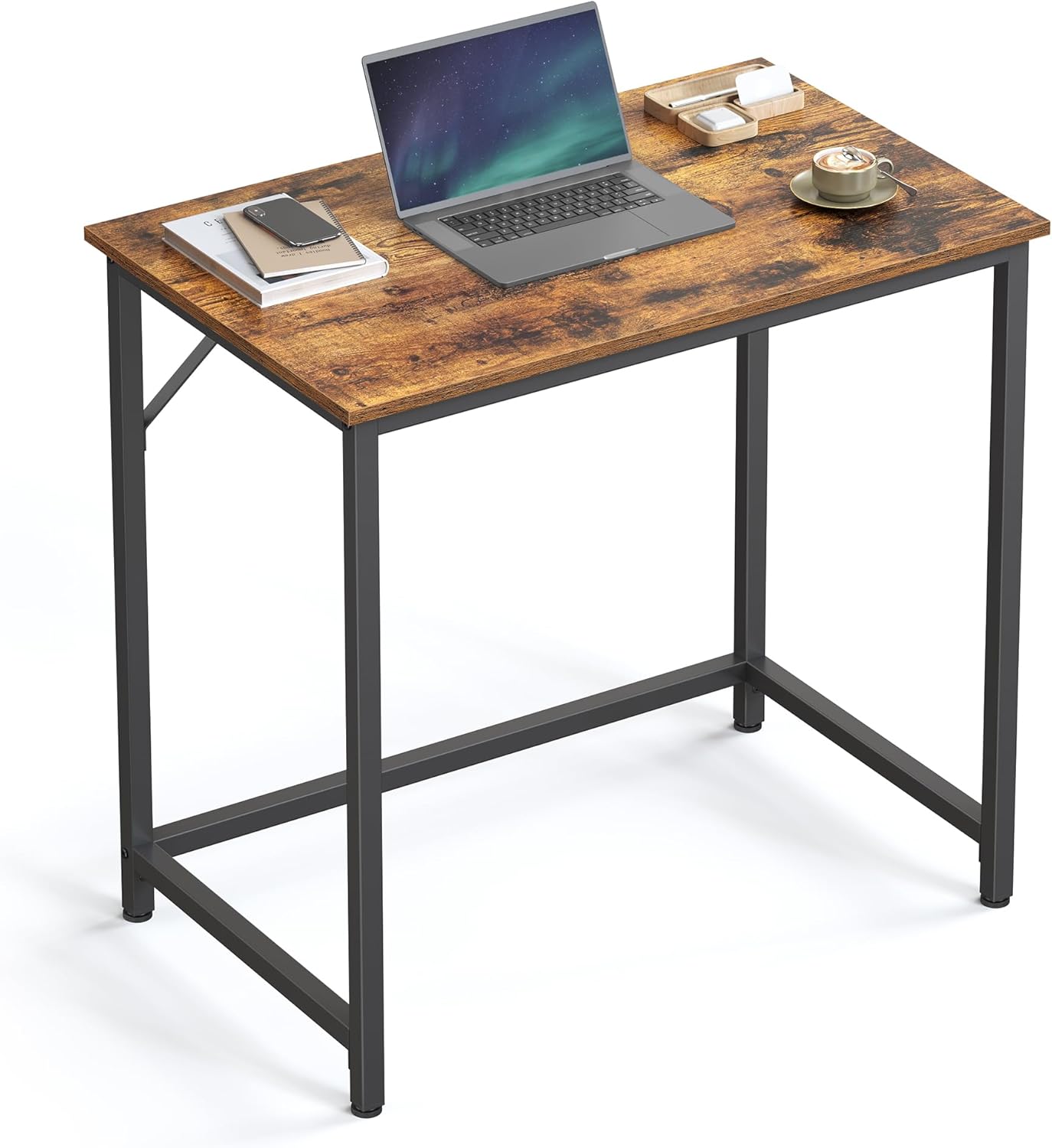 Computertisch Bürotisch Vintagebraun Tintenschwarz 80x50x76cm