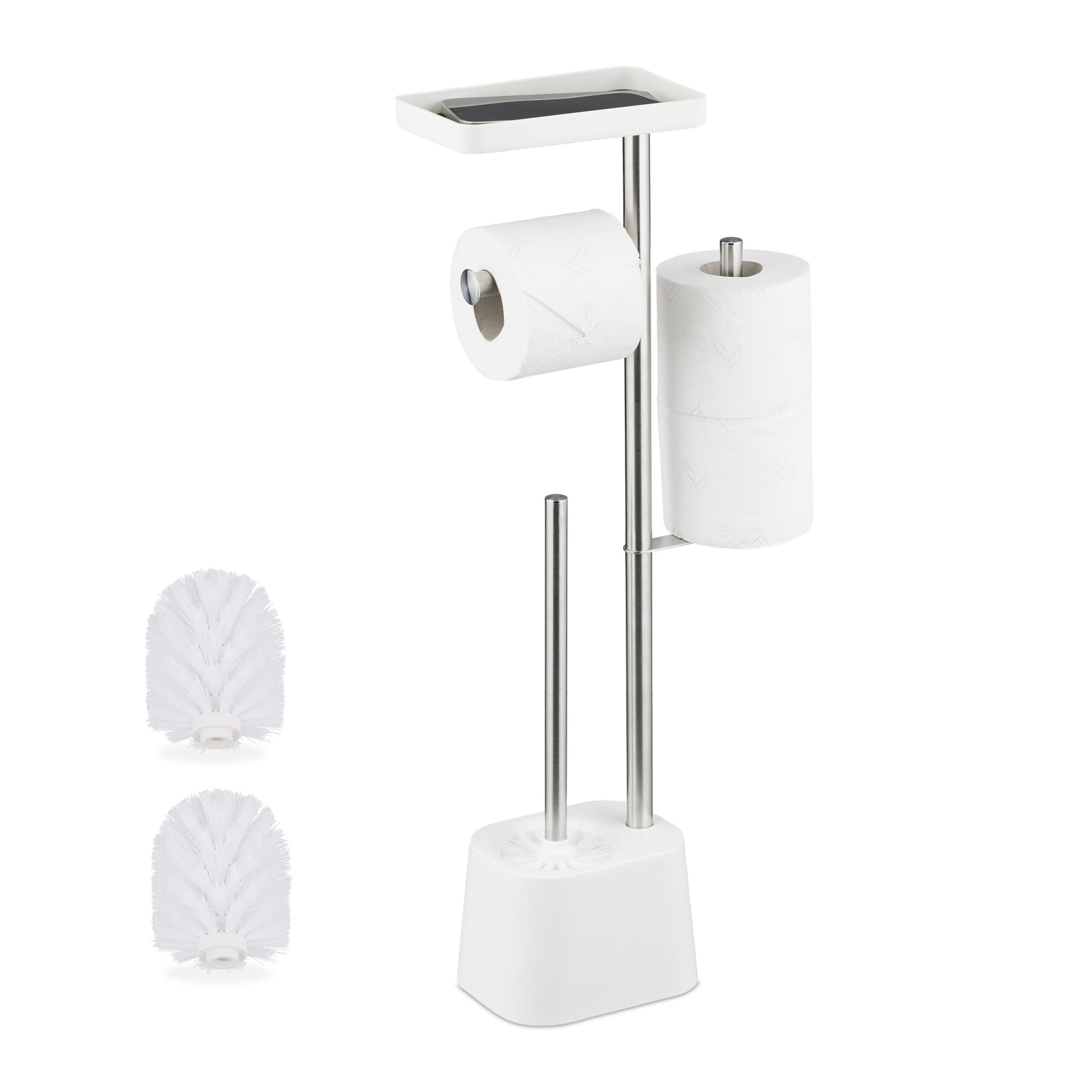 WC Garnitur mit Ablage Weiss-Silber