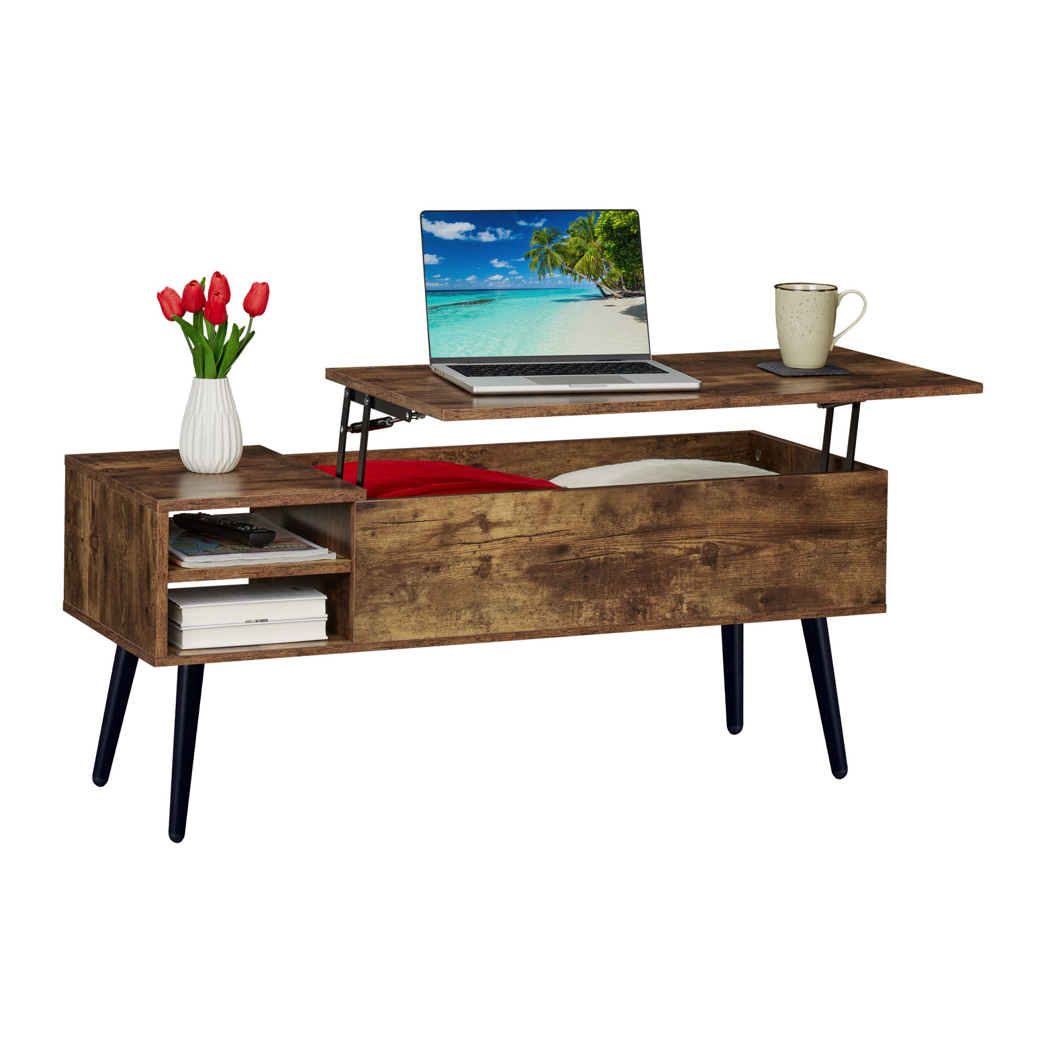Couchtisch mit Stauraum Braun-Schwarz