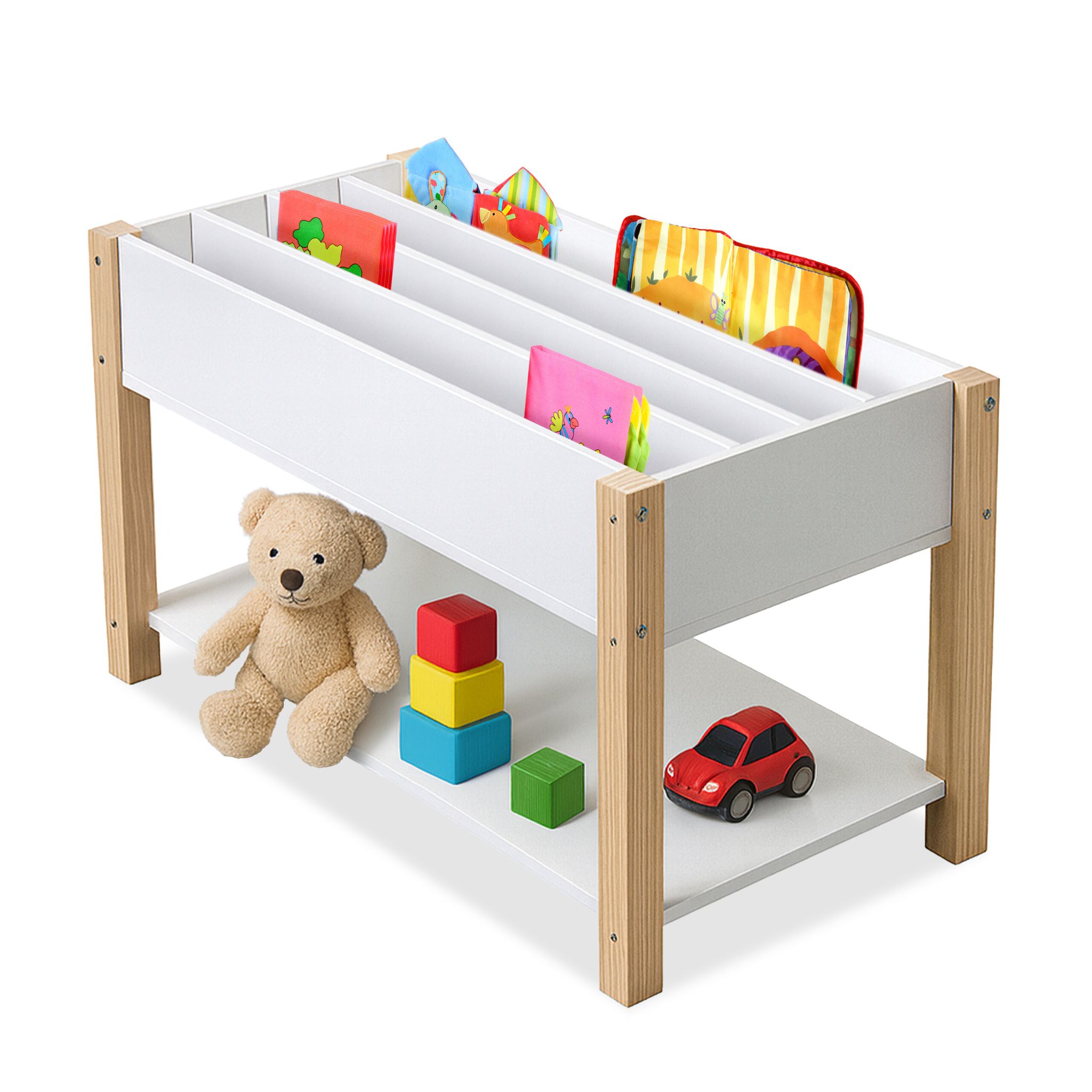 Bücherregal für Kinder Weiss-Hellbraun