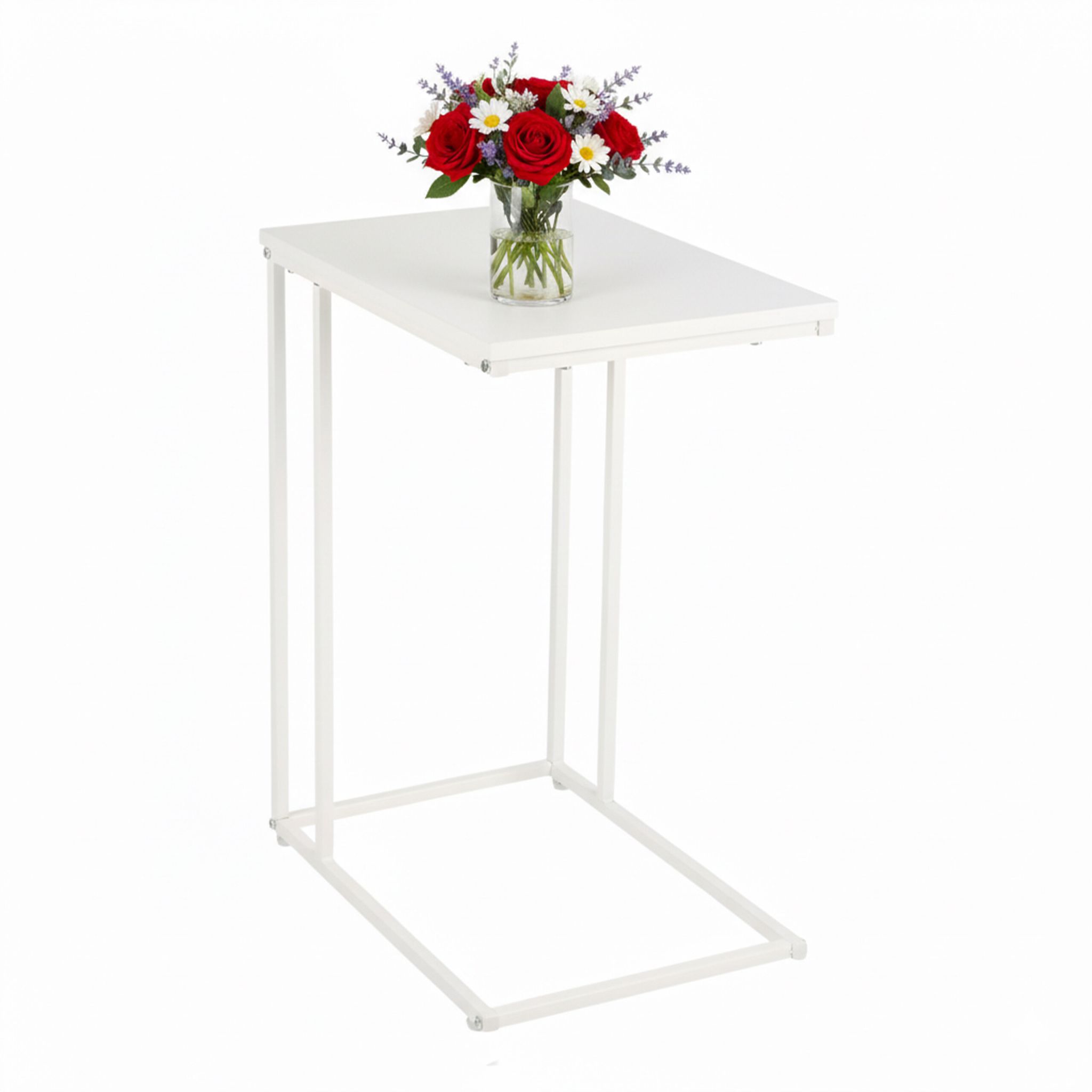 Beistelltisch in C-Form Weiss