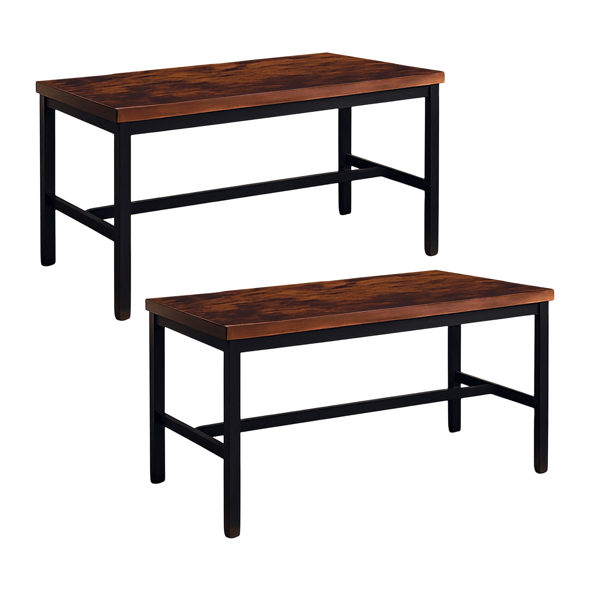 Sitzbank Esszimmer 2er-Set Industrial Dunkelbraun-Schwarz