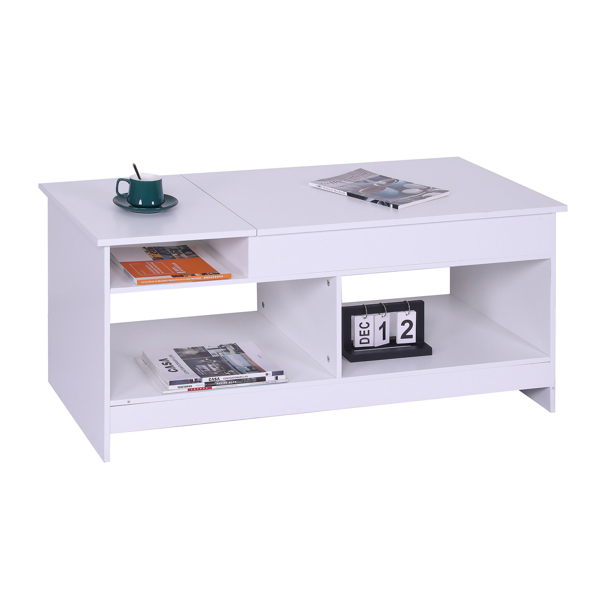 Aufklappbarer Couchtisch Weiss