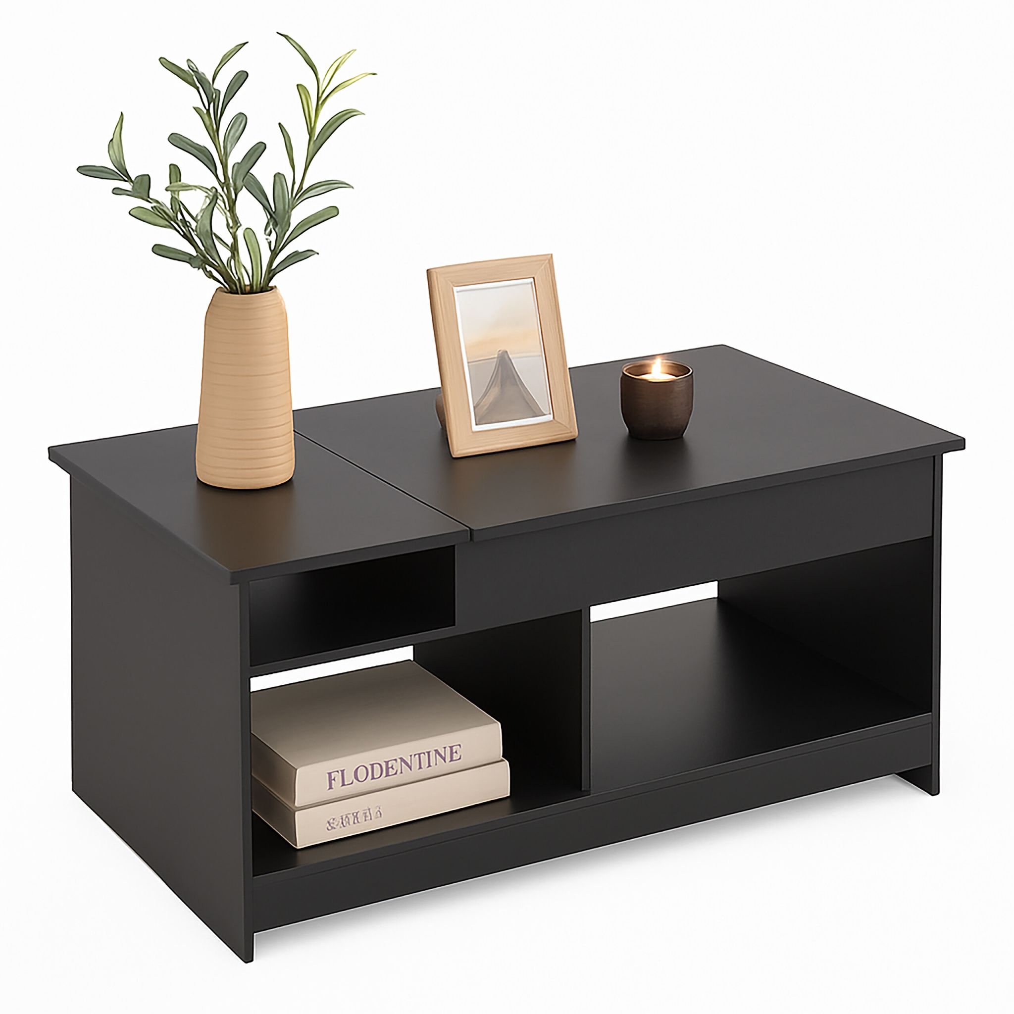 Aufklappbarer Couchtisch Schwarz