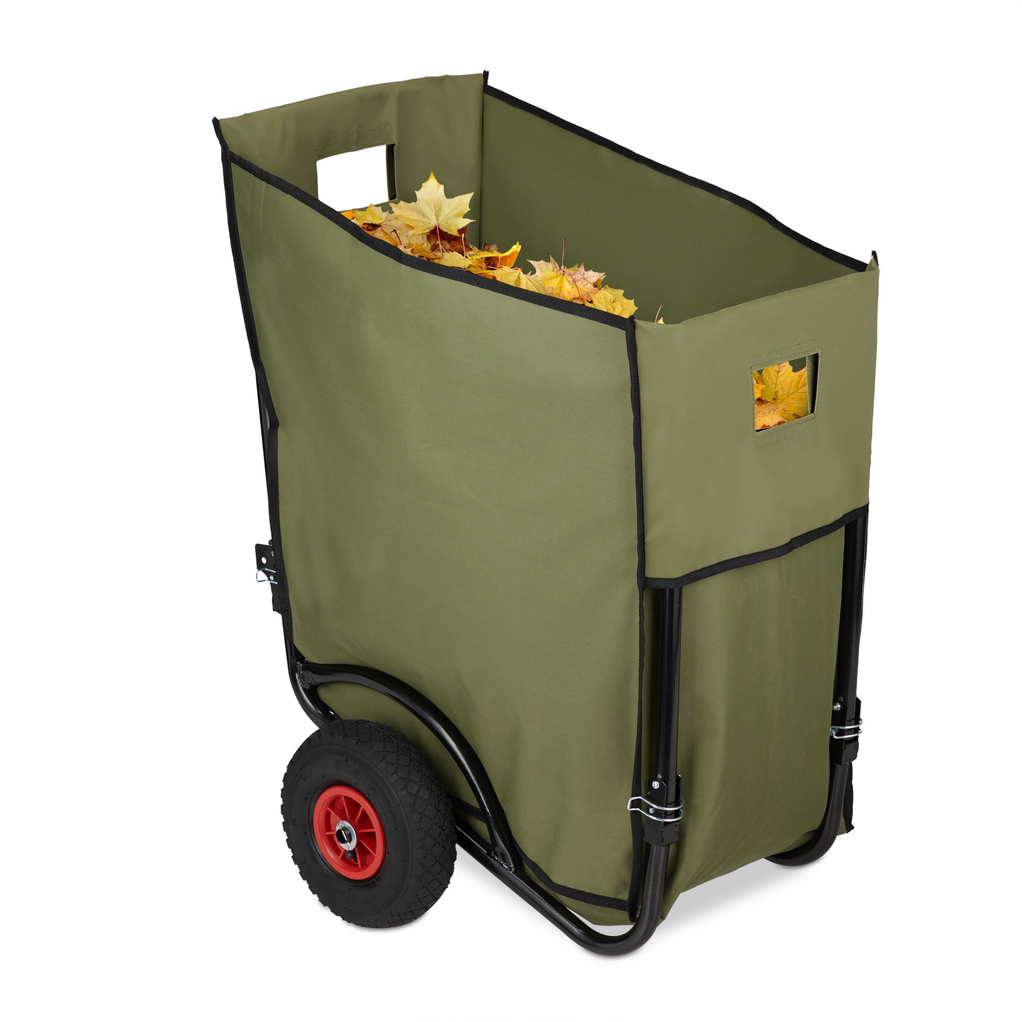 Laubwagen klappbar 160 L Dunkelgrün-Rot-Schwarz