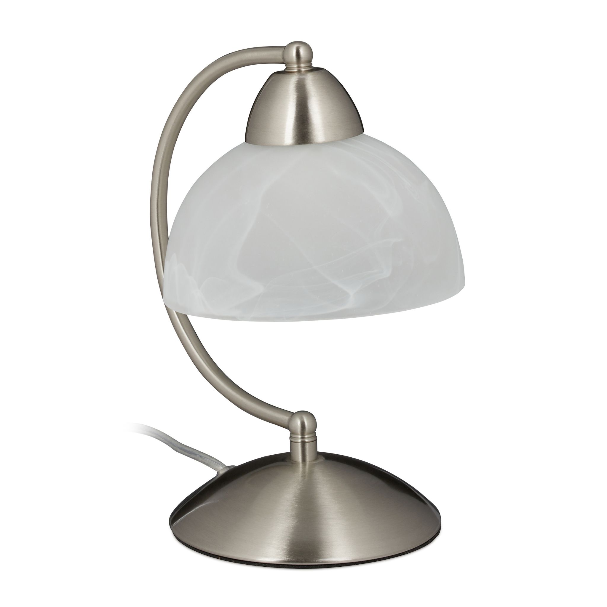 Tischlampe Touch Weissglas Weiss-Silber