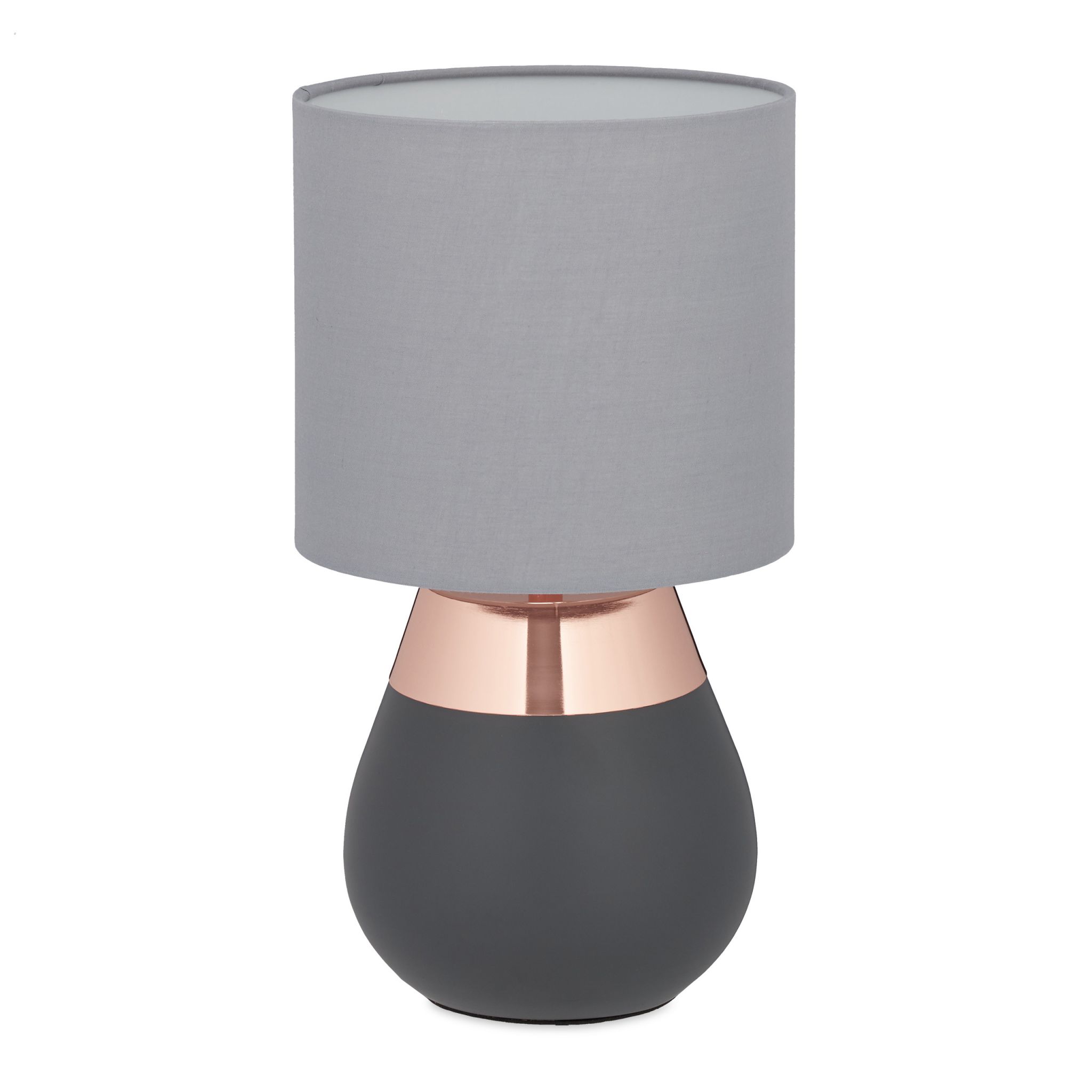 Nachttischlampe Touch oval Anthrazit-Kupfer-Grau