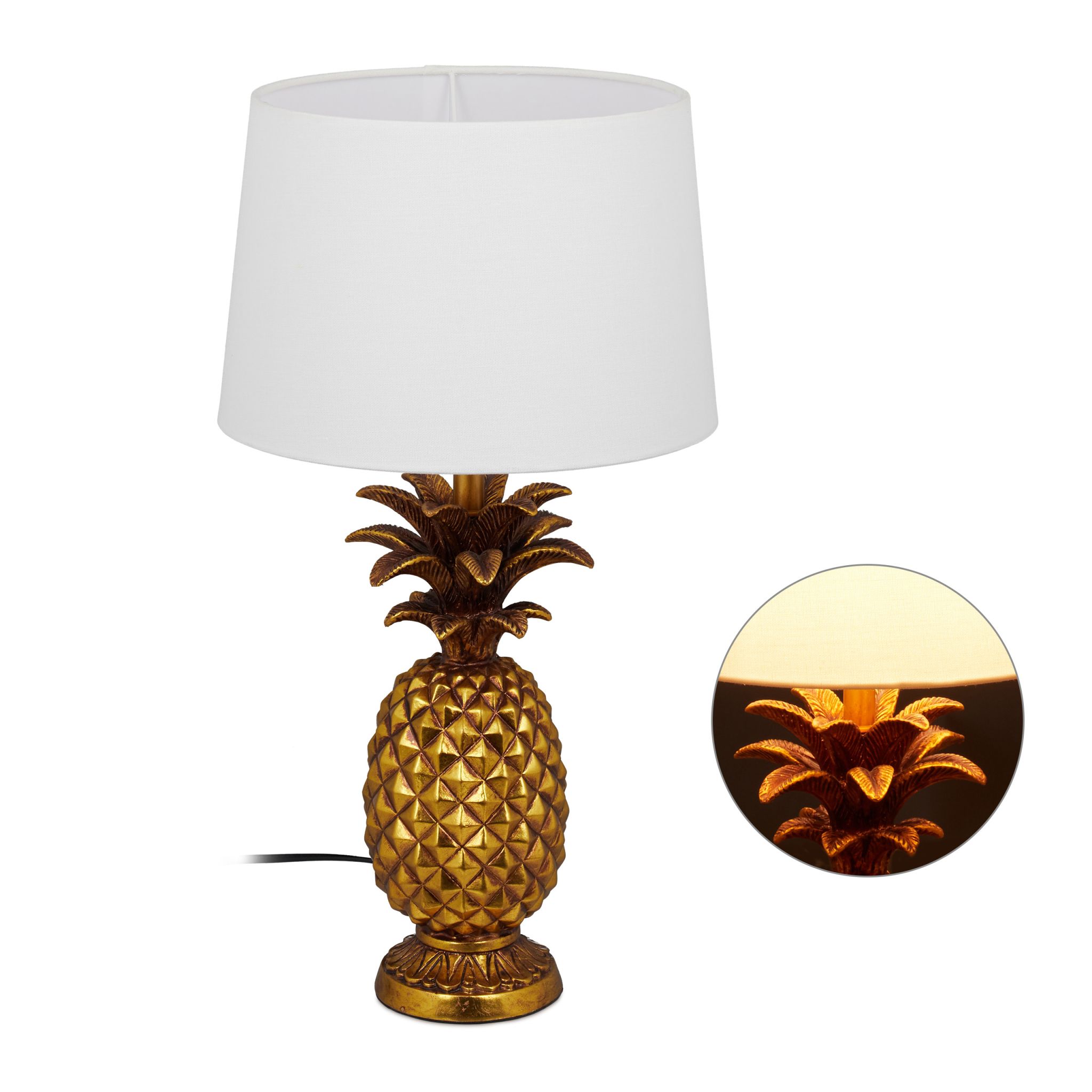 Tischlampe Ananas gold Weiss-Gold