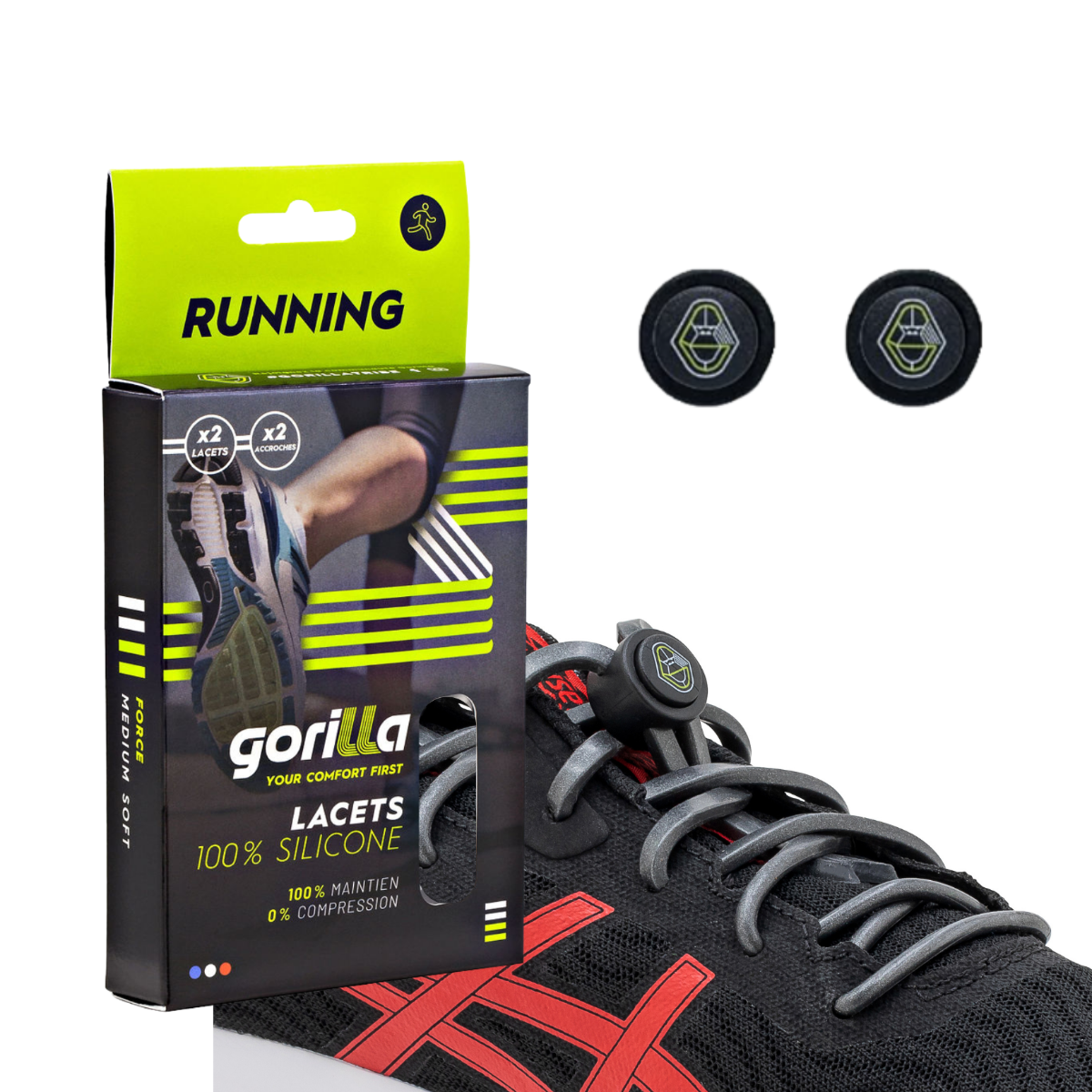 Elastische Schnürsenkel Flexibel Ohne Binden Silikon Running & Joggen glitzerndes Grau