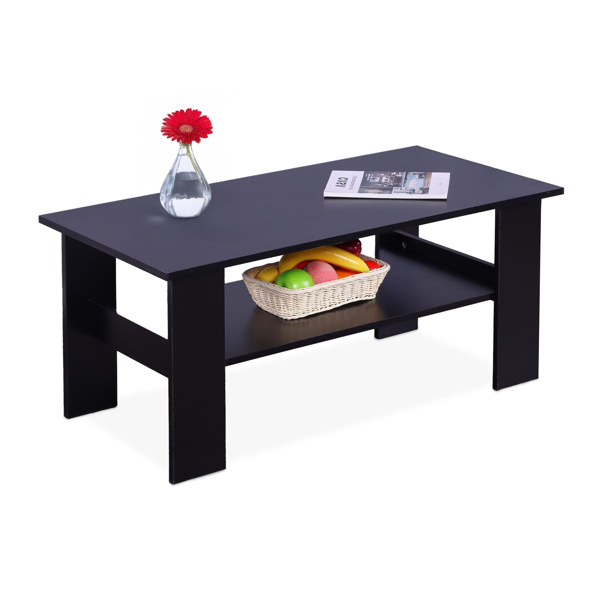 Couchtisch mit unterer Ablage Schwarz