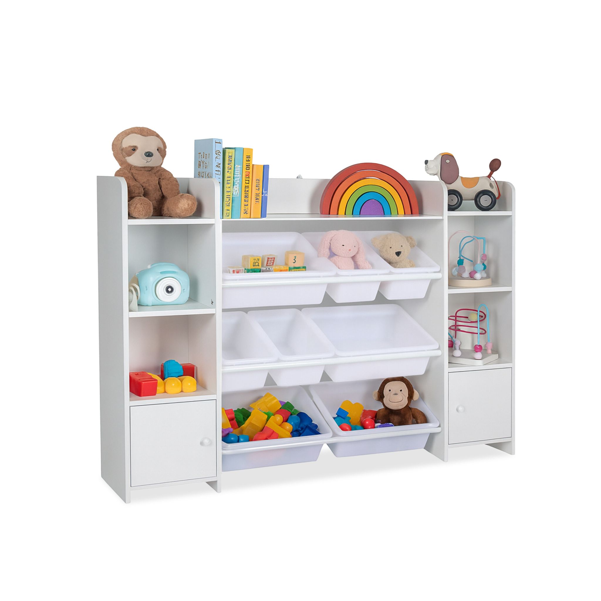 Kinderregal gross mit Boxen Weiss
