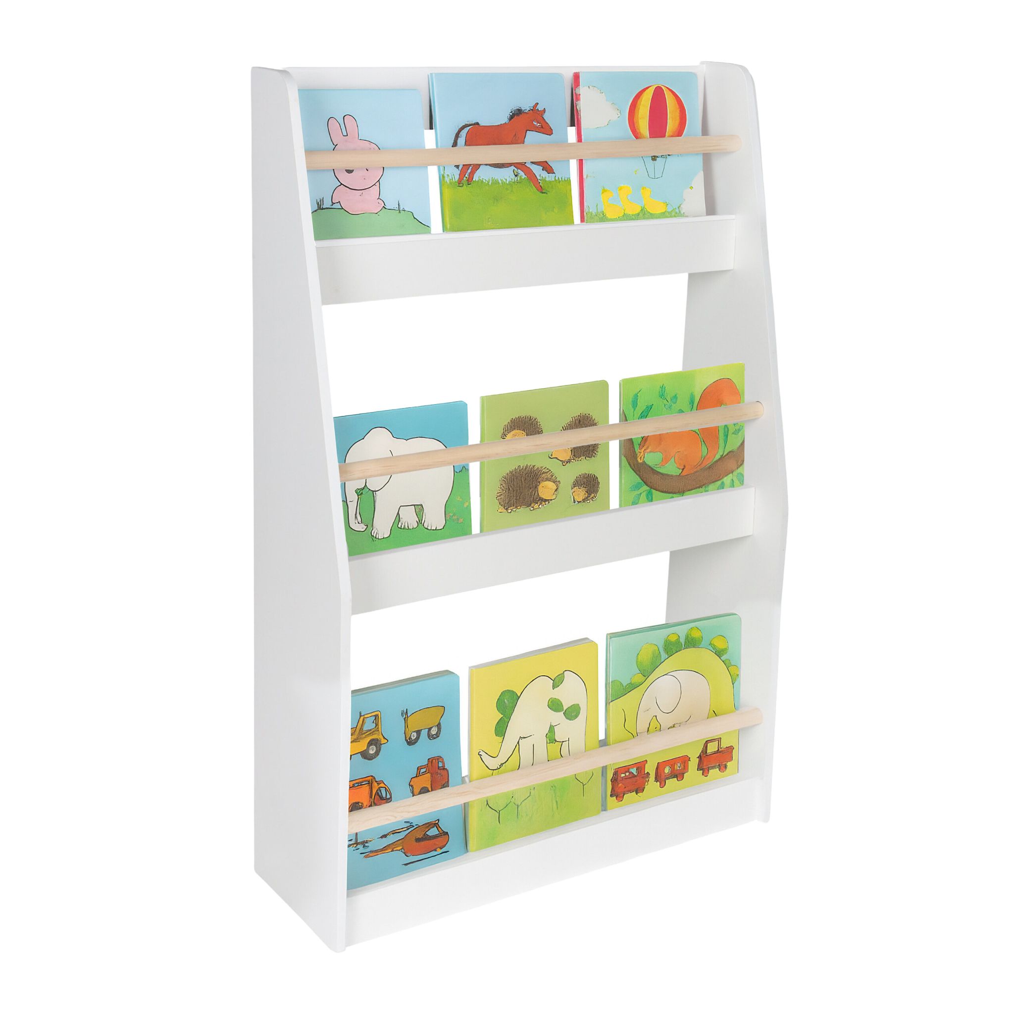 Bücherregal Kinder 3 Fächer Weiss-Hellbraun