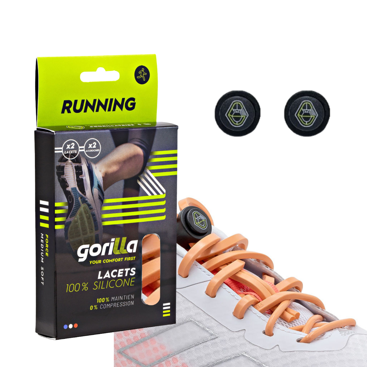 Elastische Schnürsenkel Flexibel Ohne Binden Silikon Running & Joggen Lachs