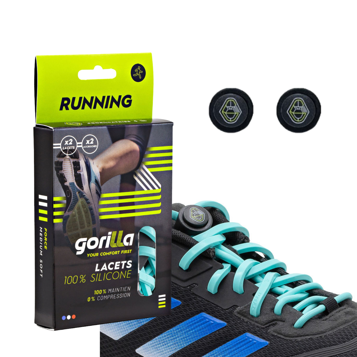 Elastische Schnürsenkel Flexibel Ohne Binden Silikon Running & Joggen Lagunenblau