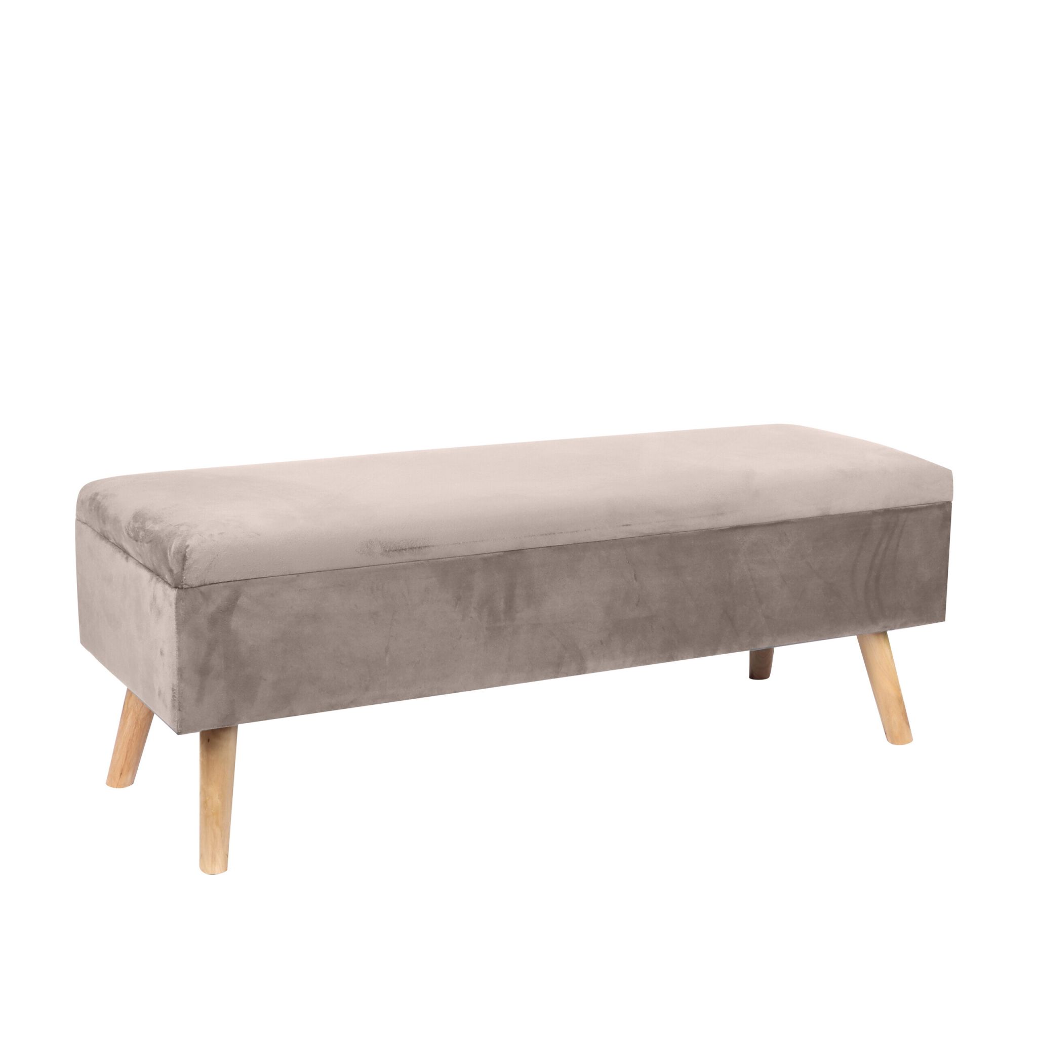 Sitzbank Samt mit Stauraum Beige-Hellbraun