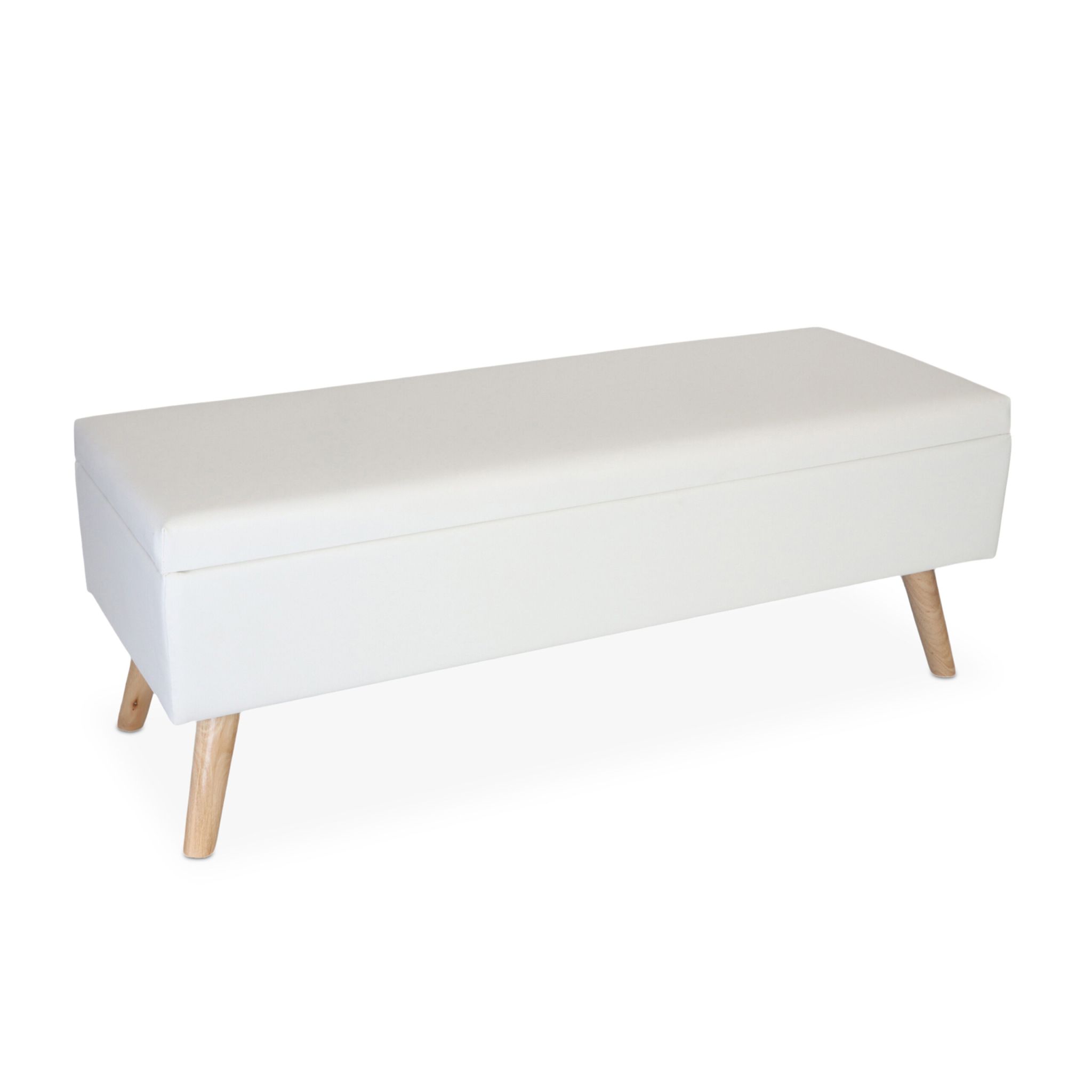 Sitzbank mit Stauraum Kunstleder Weiss-Hellbraun